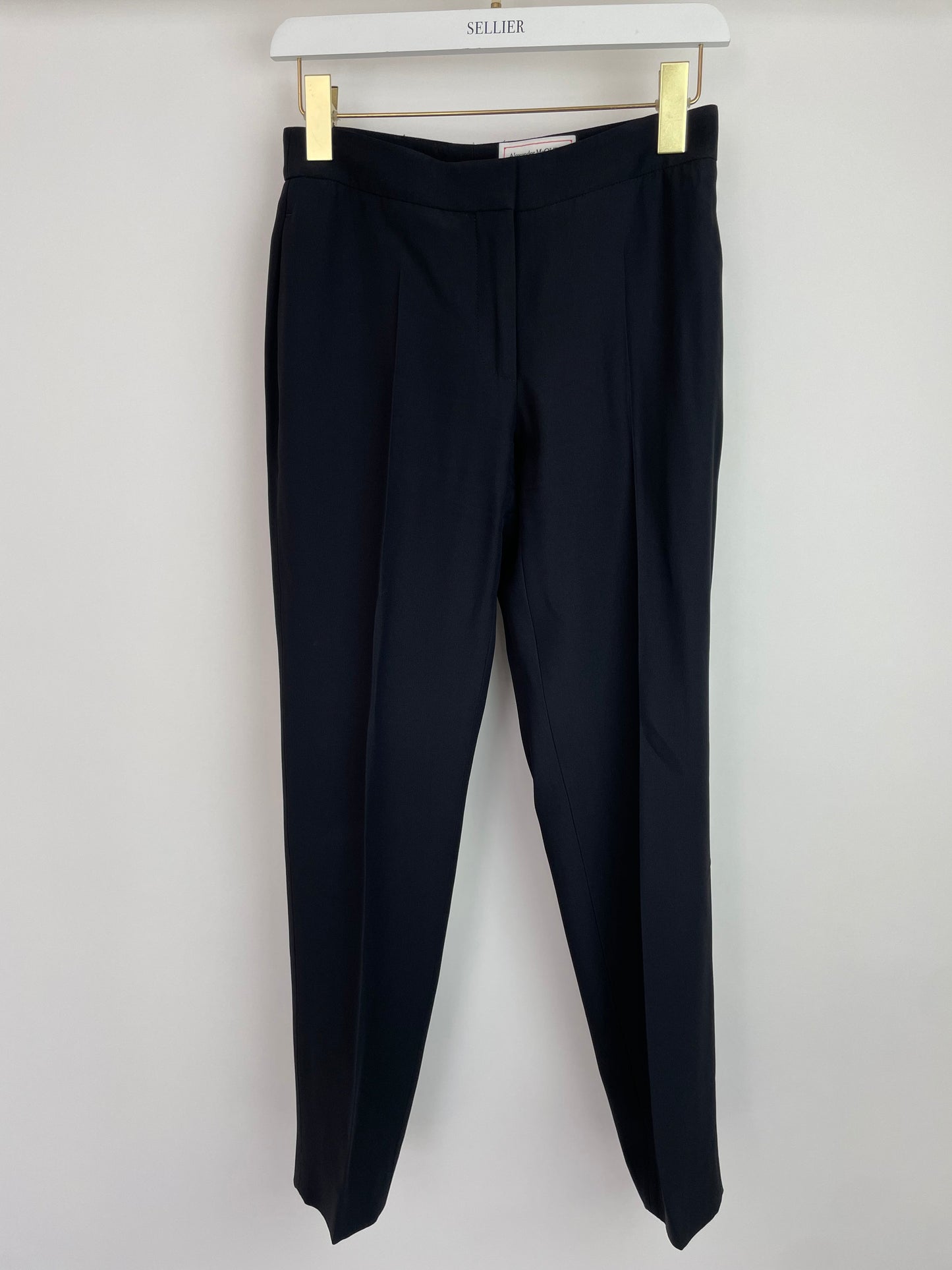Alexander McQueen Black Tailored Blazer Jacket and Matching Tro rs Set with Metallic Embroidery Detail Size IT 36 (UK 4)