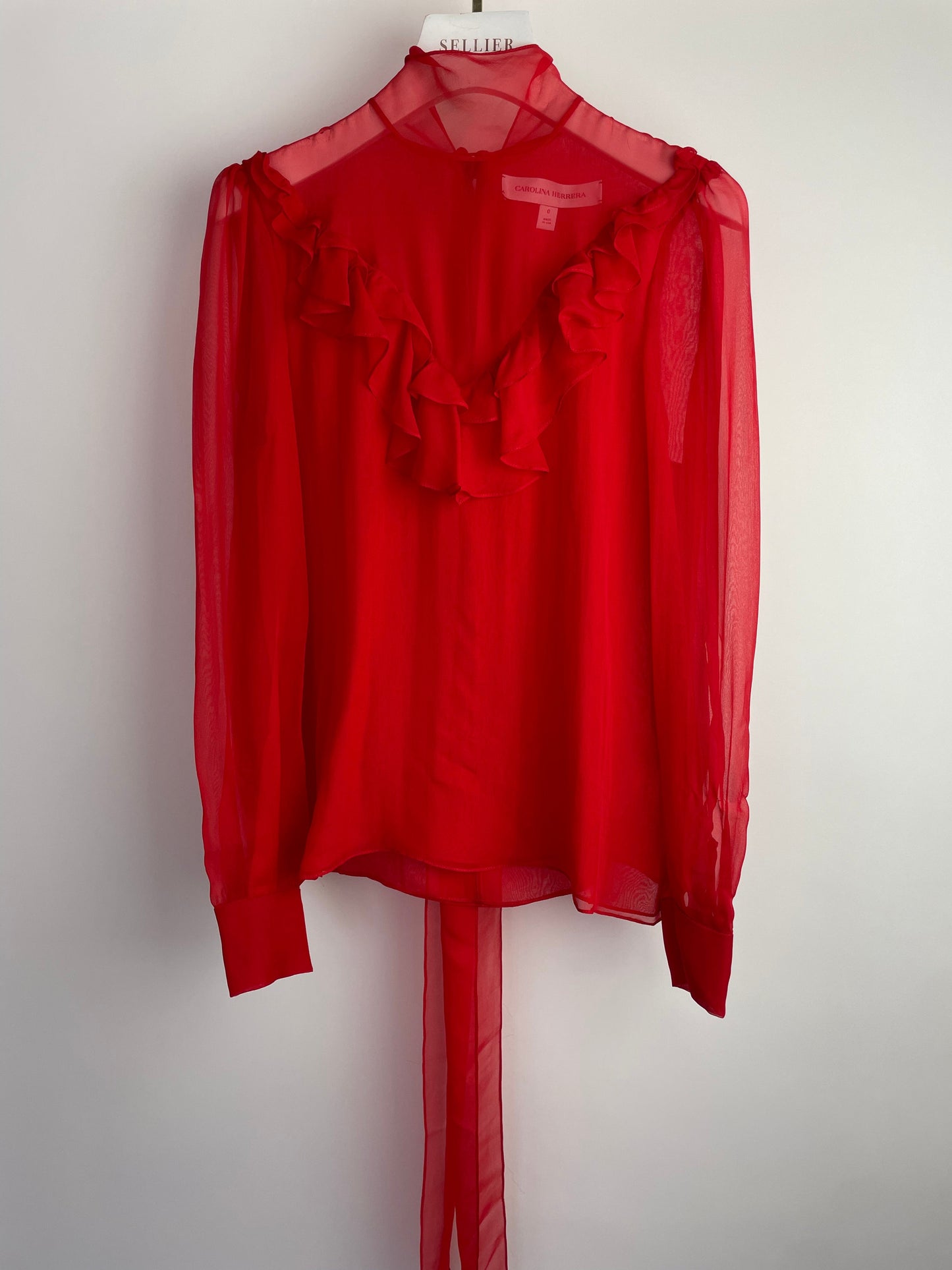 *CURRENT SEASON* Carolina Herrera Red Three Piece Tro rs, Jacket and Blo  Set Size US 0 (UK 4)