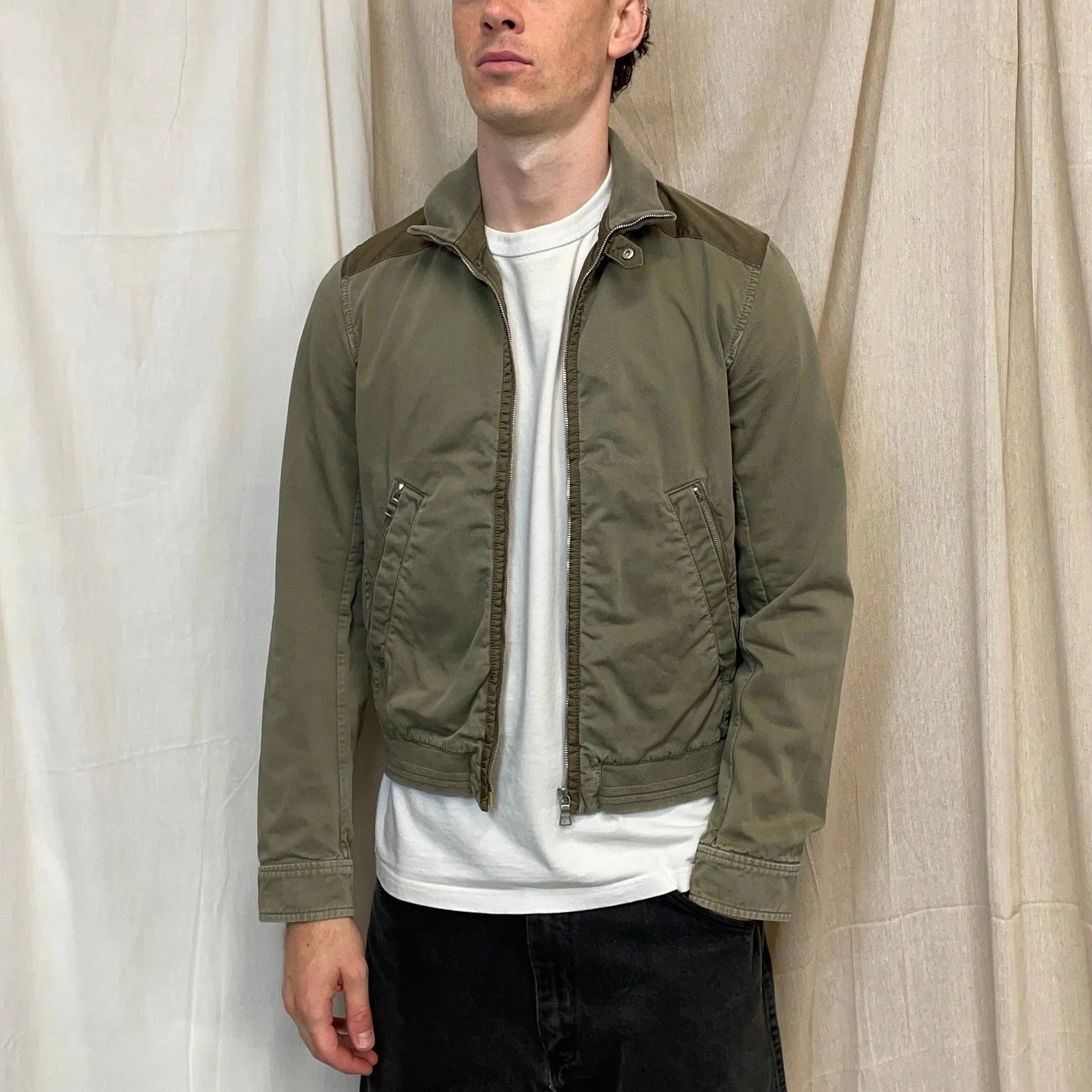 Prada Sport Khaki Green 00s Military Style Cotton Jacket