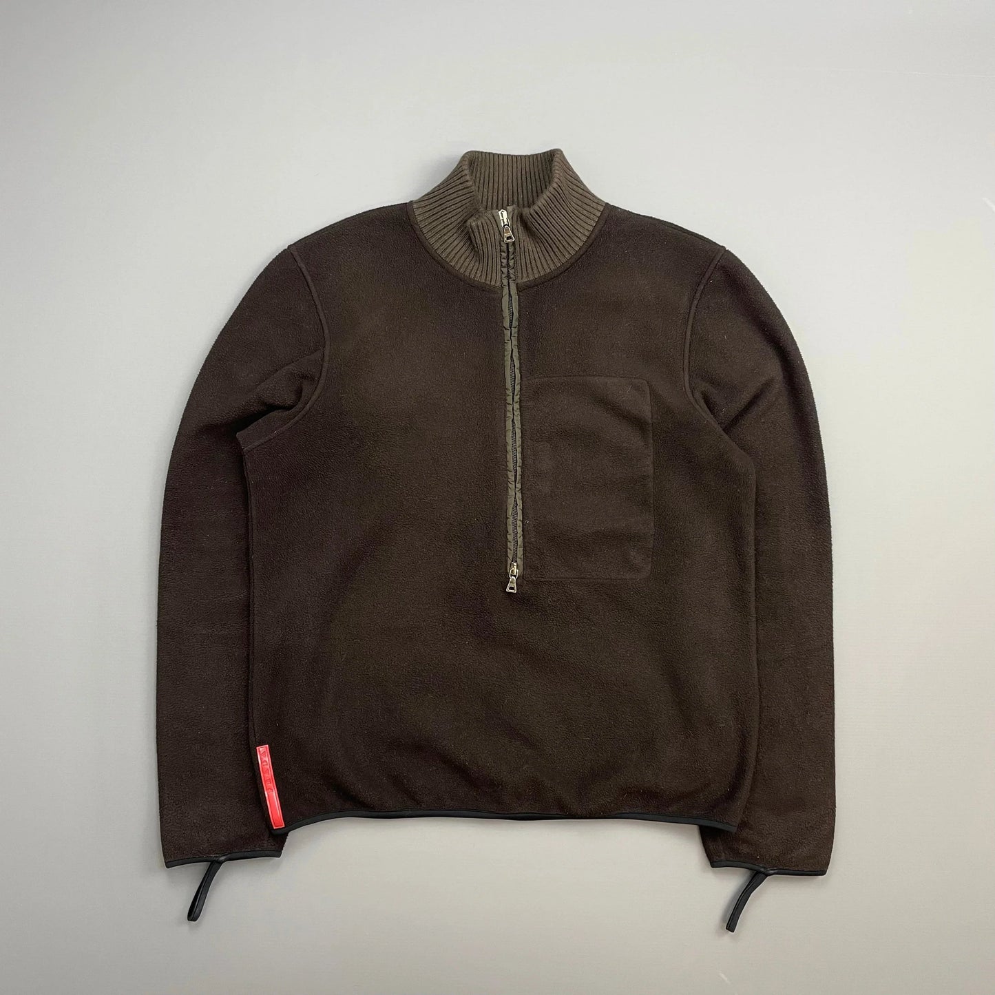 Prada Sport Brown 00s Nylon Elbow Dual-Zip Lightweight Fleece Jumper