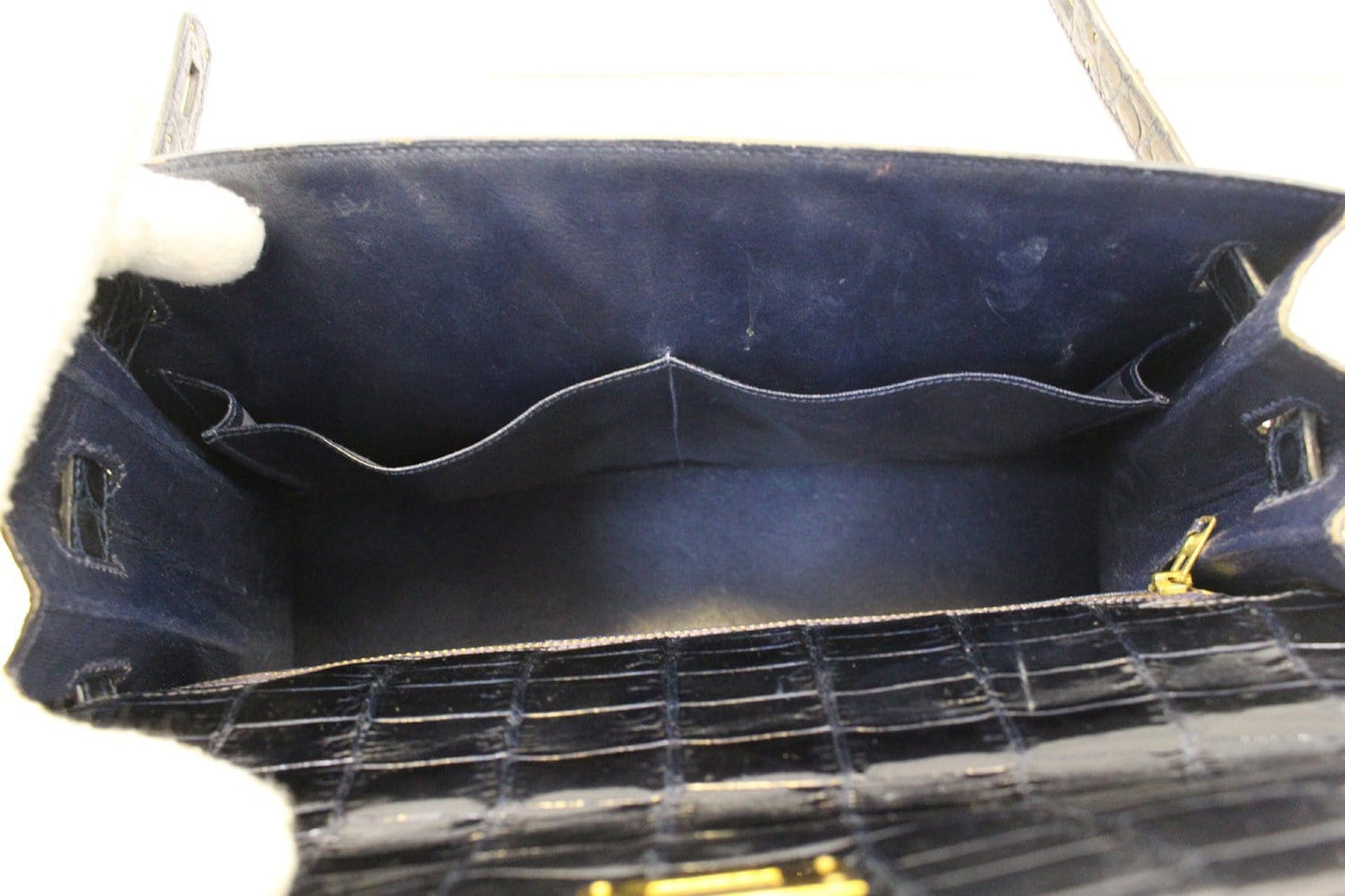 HERMES Kelly Alligator 32 cm Black with Gold Hardware  Bag