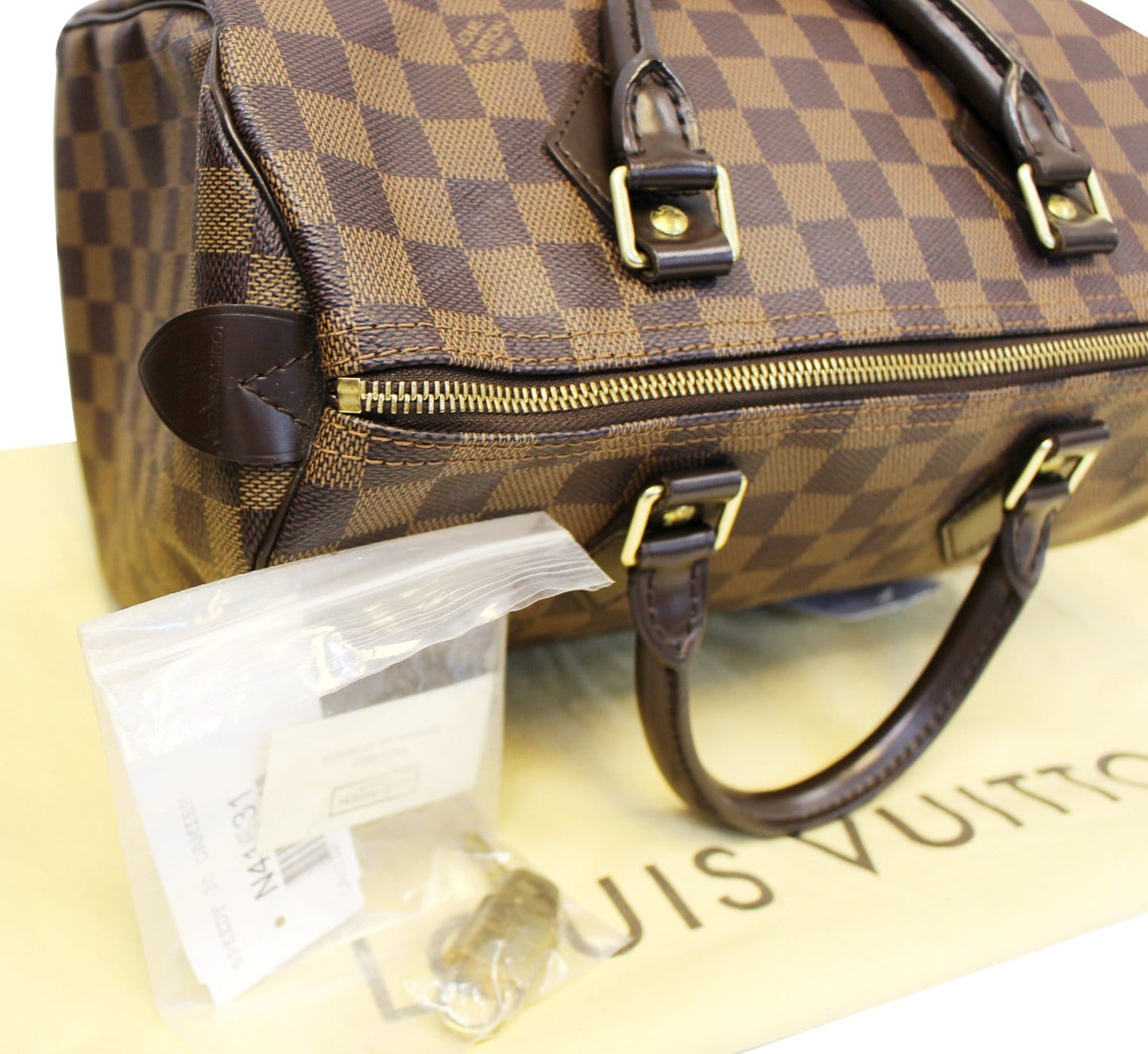 LOUIS VUITTON Damier Ebene Speedy 30 Brown Satchel Bag