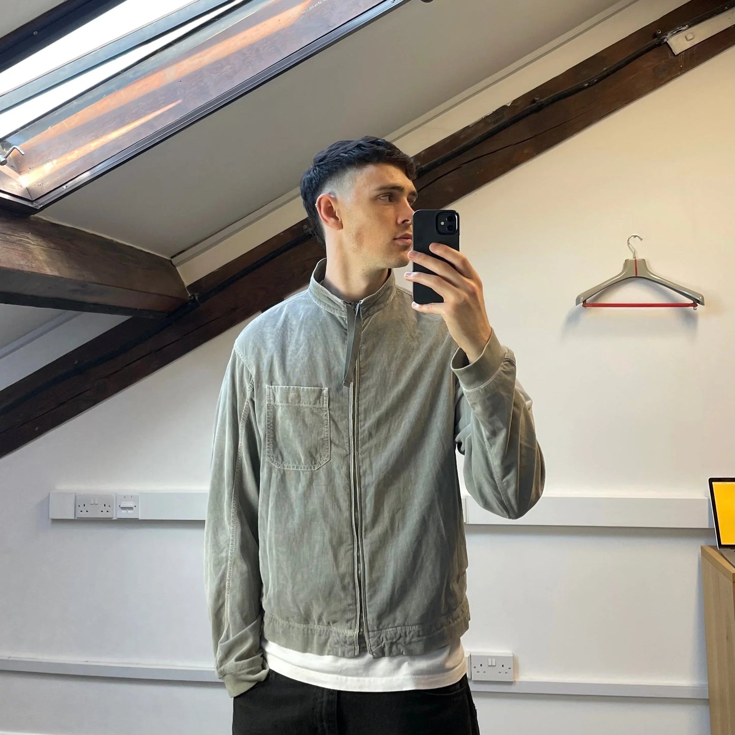 Prada Sport Grey Corduroy Lightweight Zip-Through Jacket