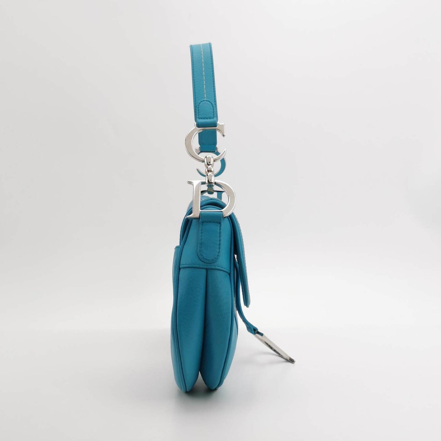 Dior Saddle   Leather Baby Blue with Silver Hardware