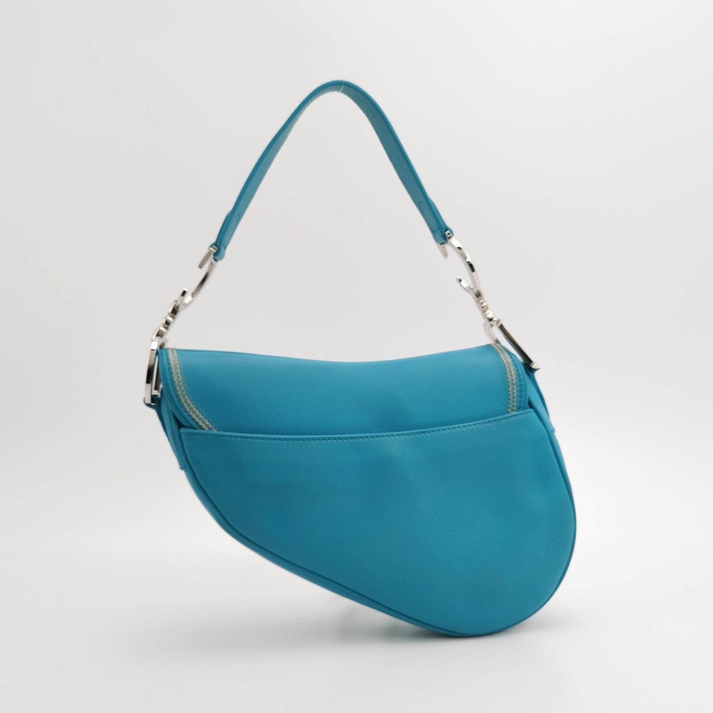 Dior Saddle   Leather Baby Blue with Silver Hardware