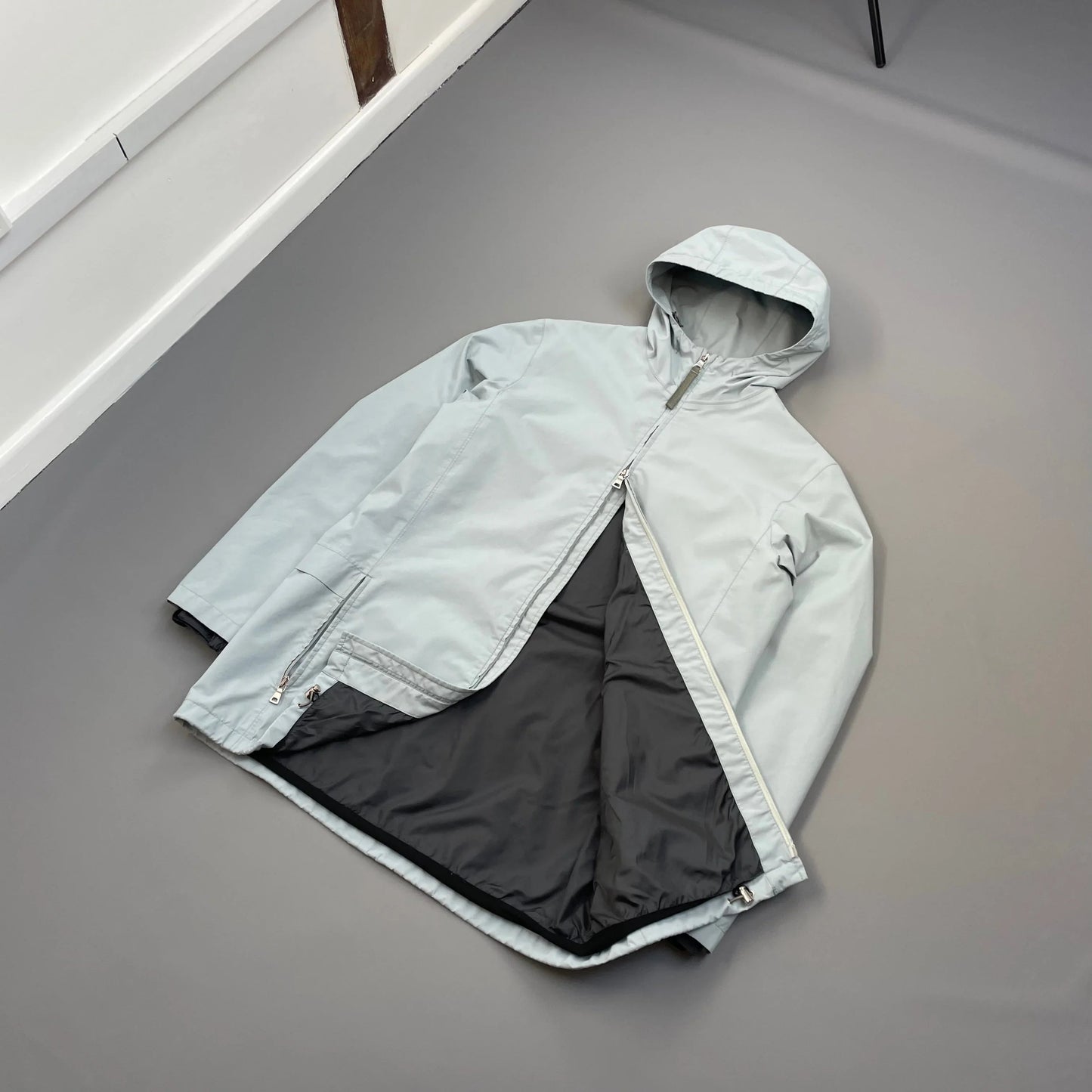 Prada Sport Light Blue Technical Multi-Pocket Goretex Hooded Parka Jacket