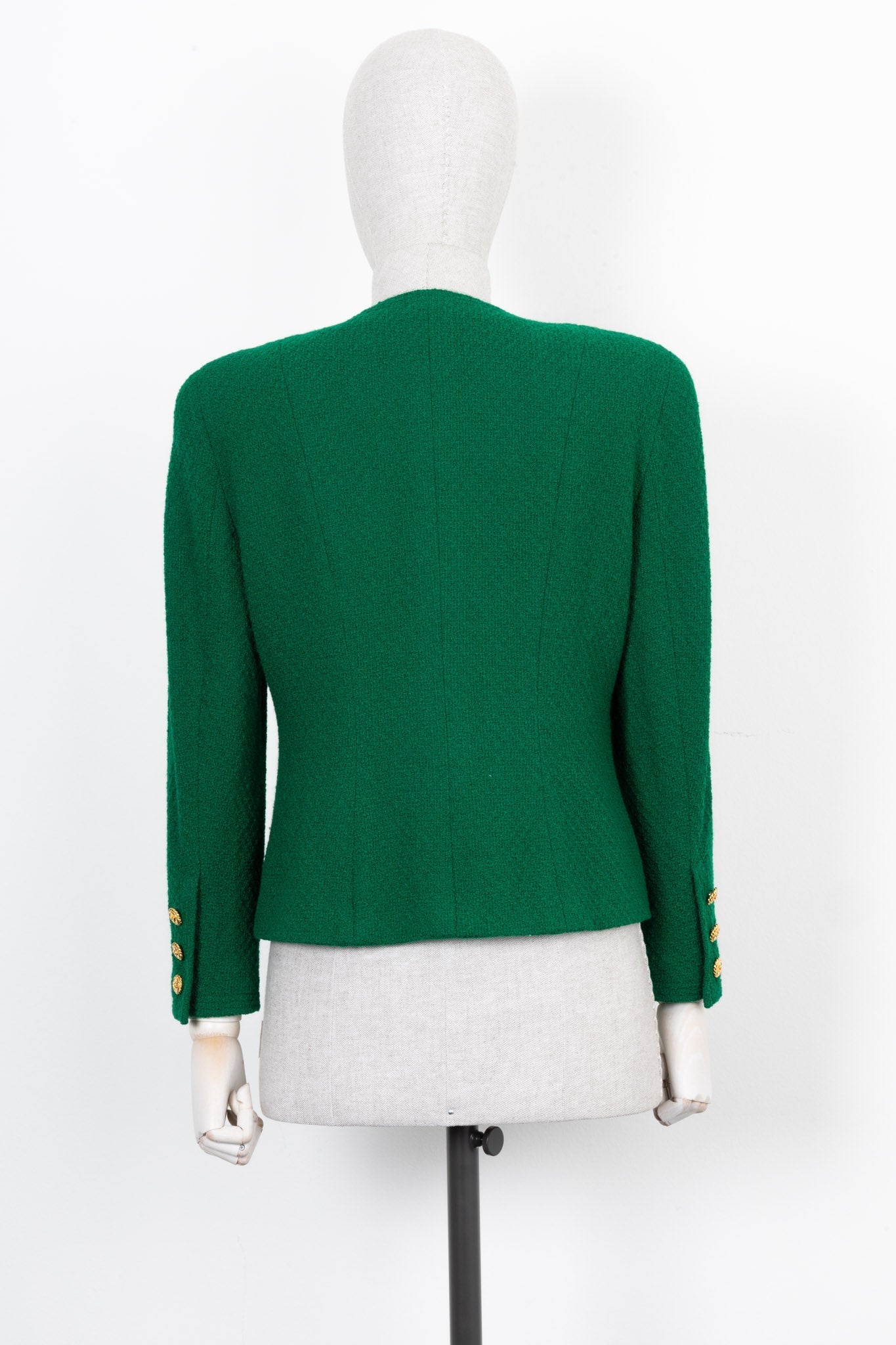 CHANEL   Double Breasted Jacket Tweed Green