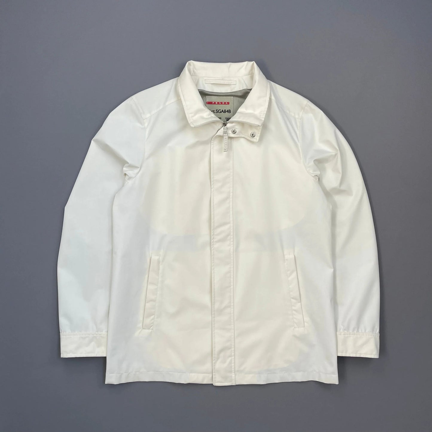 Prada Sport White 2006 Zip-Through Windbreaker Mac Jacket