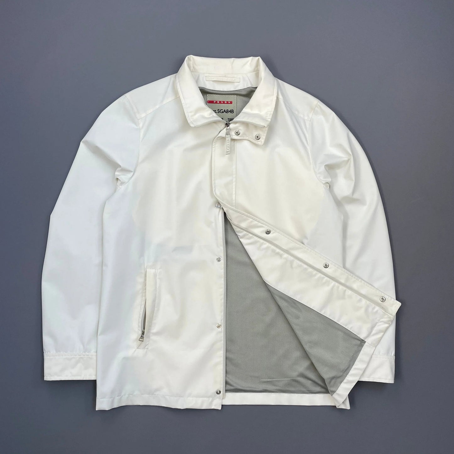 Prada Sport White 2006 Zip-Through Windbreaker Mac Jacket
