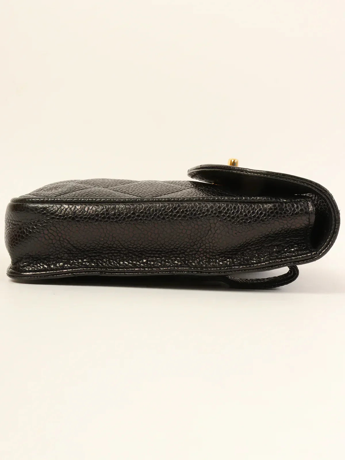 CHANEL Around 1995 Made Caviar Skin Turn-Lock Waist Bag Black