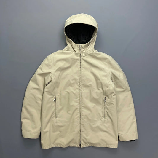 Prada Sport Cream & Brown 3-in-1 Waterproof Hooded Mac Liner Jacket