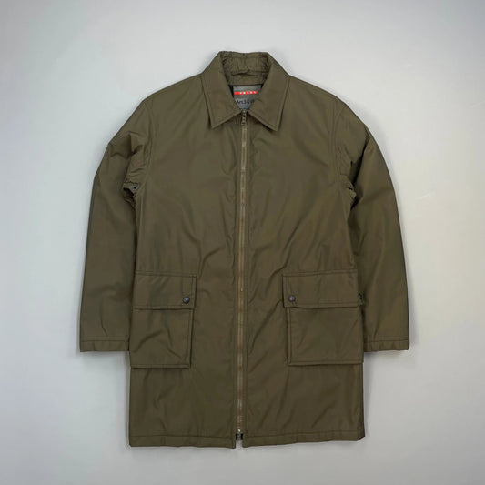 Prada Sport Brown 2006 Padded & Lined Nylon Trench Mac Jacket