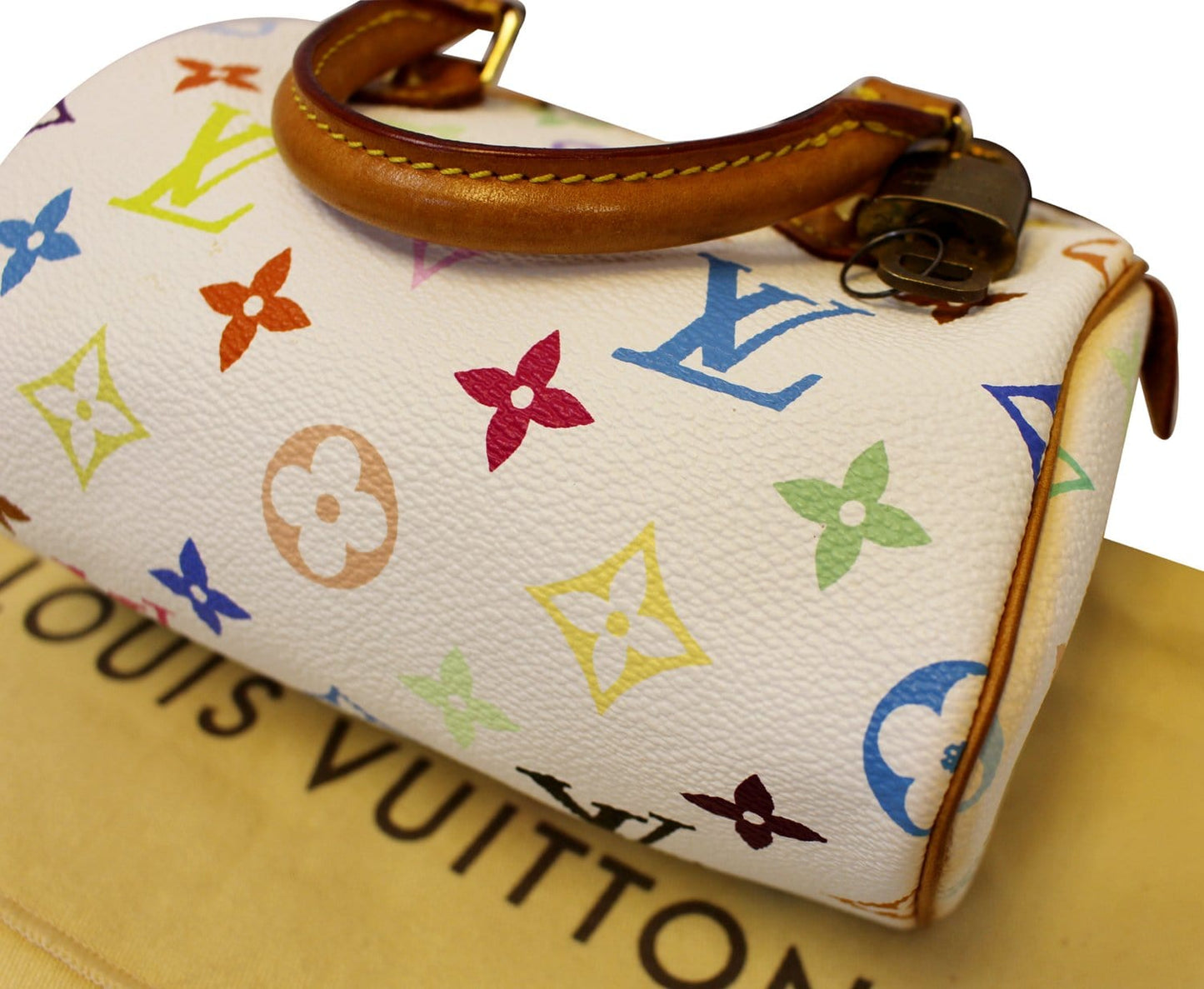 LOUIS VUITTON Monogram Multicolor Mini Speedy White Satchel Bag