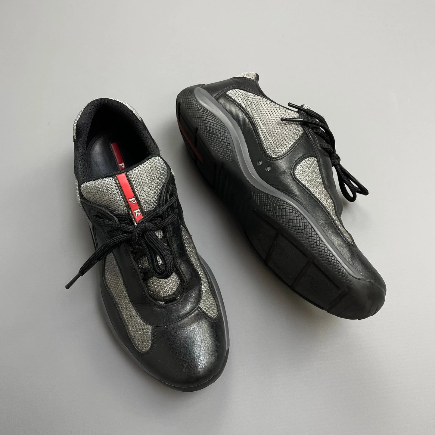 Prada Americas Cup Black & Steel Grey Mesh Trainers