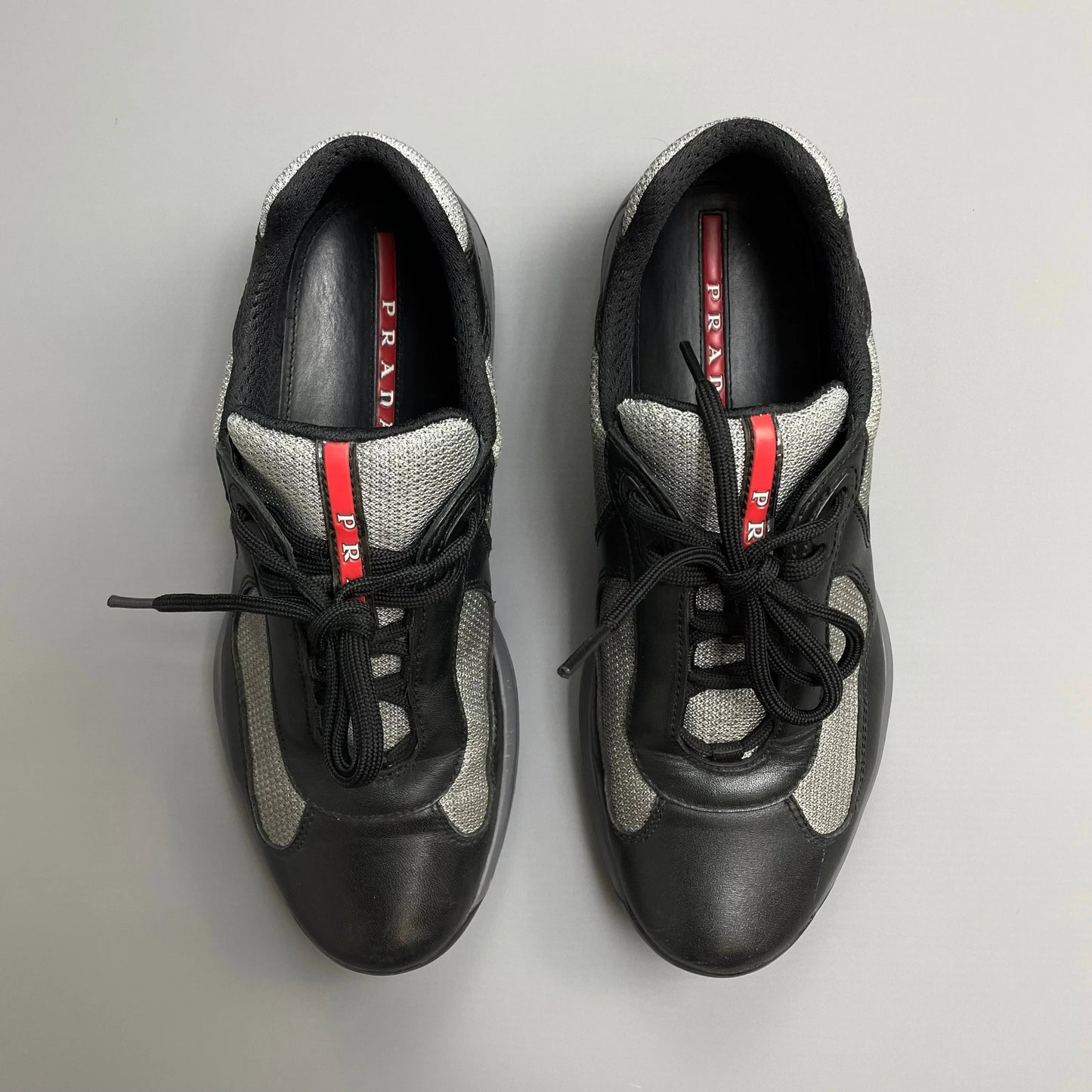 Prada Americas Cup Black & Steel Grey Mesh Trainers