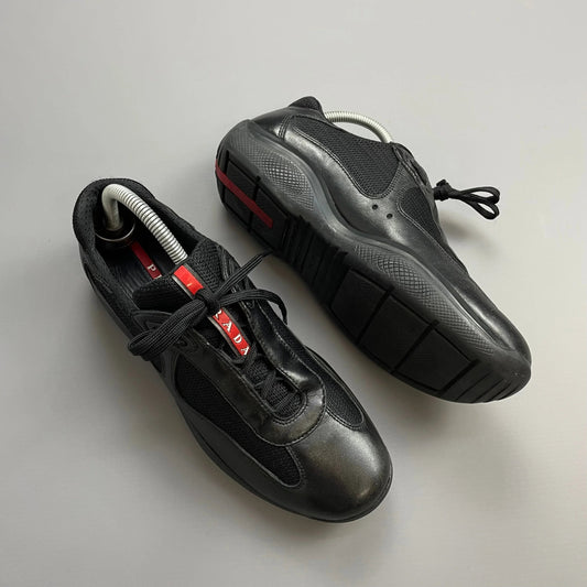 Prada Americas Cup Black Leather Trainers