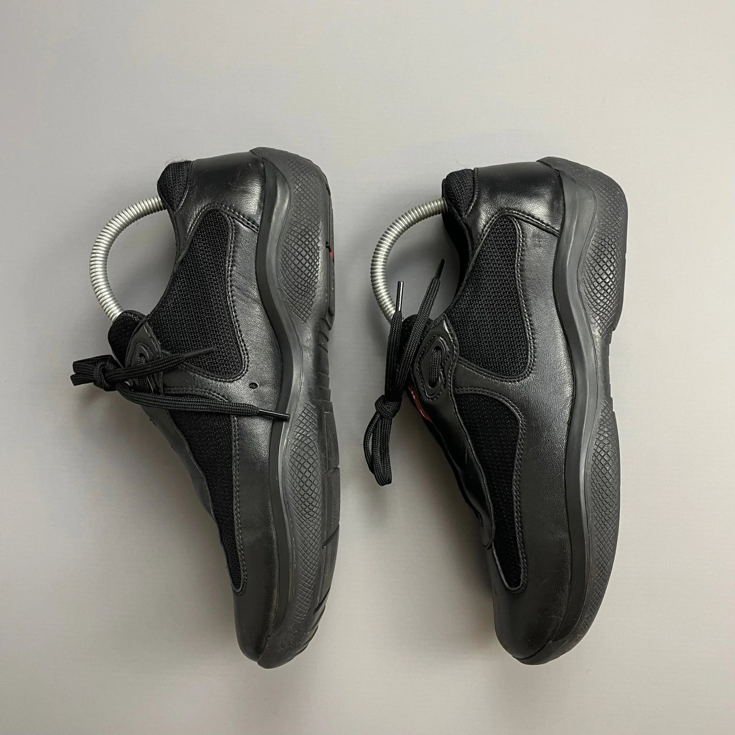 Prada Americas Cup Black Leather Trainers