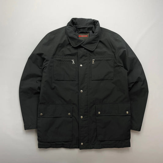 Prada Sport Black 2007 Windstopper Field Jacket w/ Concealed Hood
