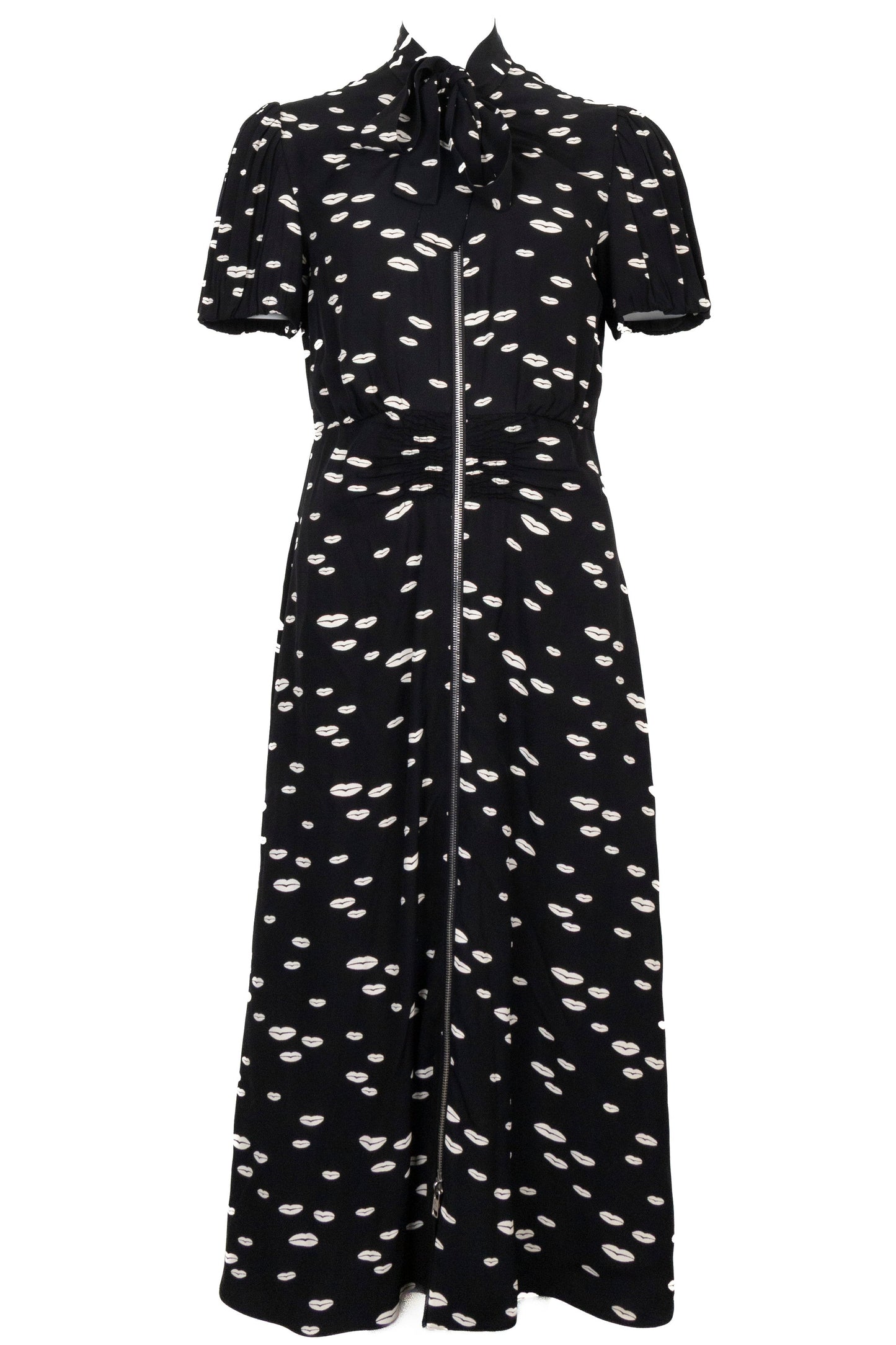 PRADA 2020 Lip Print Midi Dress Black
