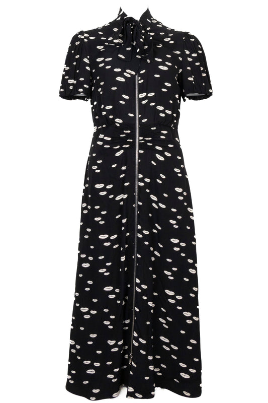 PRADA 2020 Lip Print Midi Dress Black