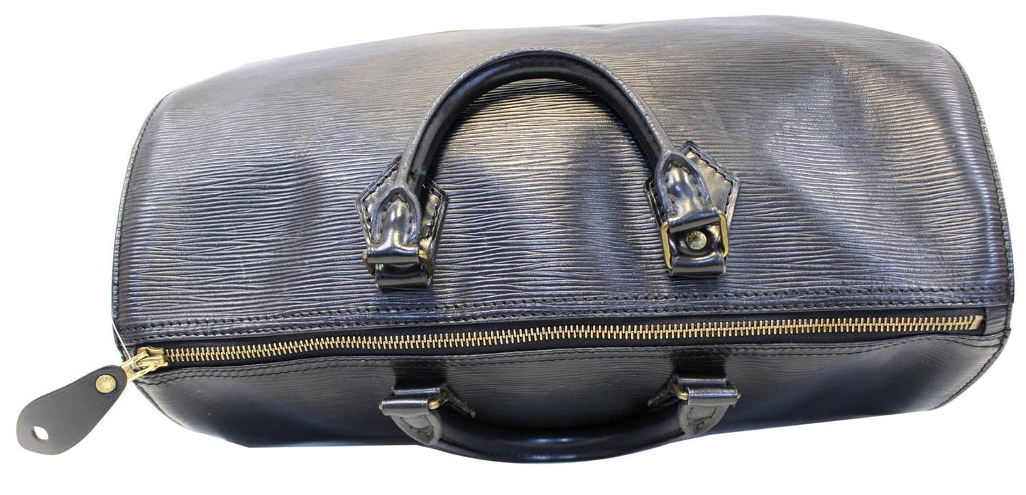 LOUIS VUITTON Black Epi Leather Speedy 35 Satchel Bag