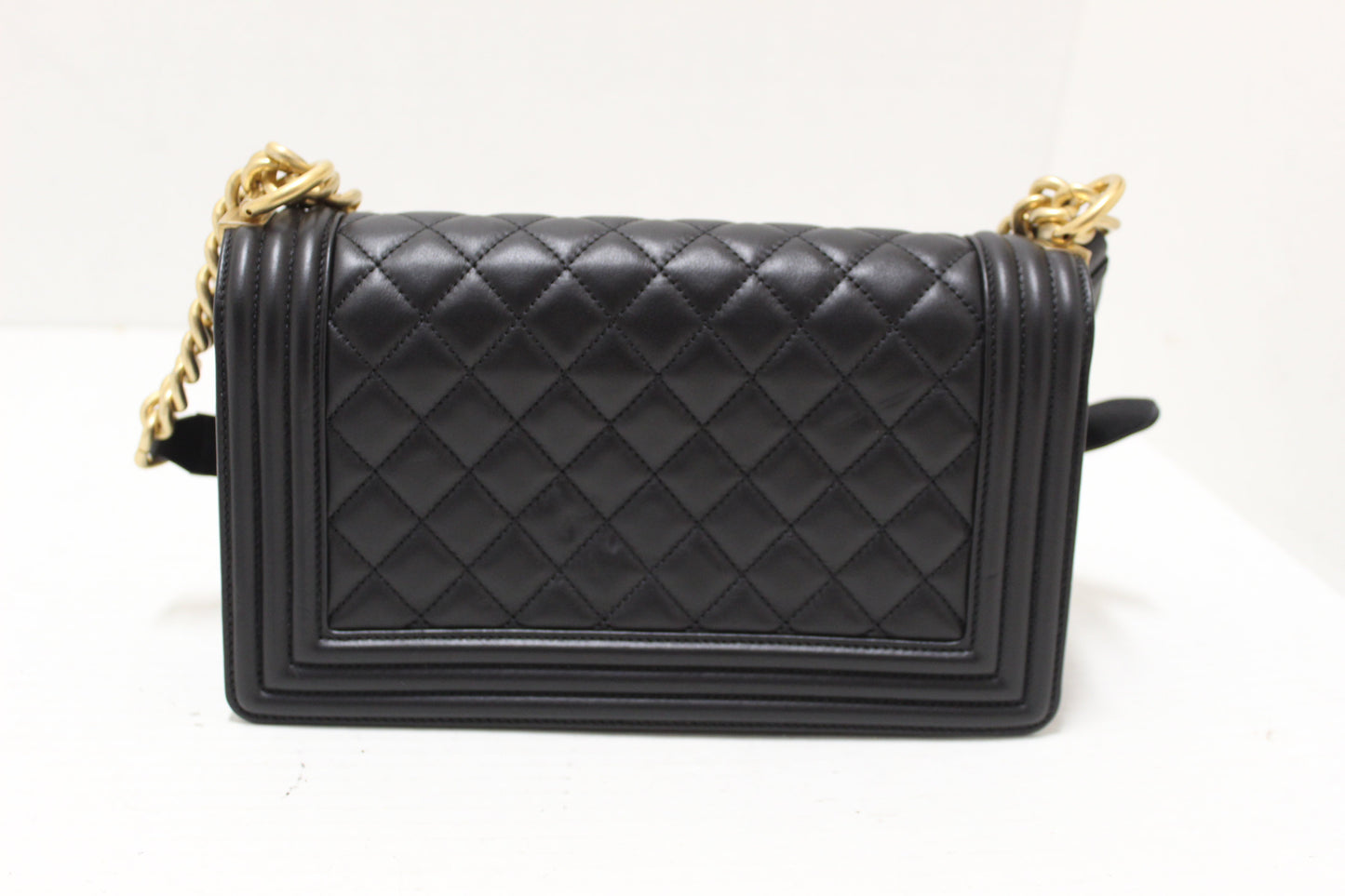 Chanel Black Quilted Lambskin Leather Medium Boy Shoulder Bag