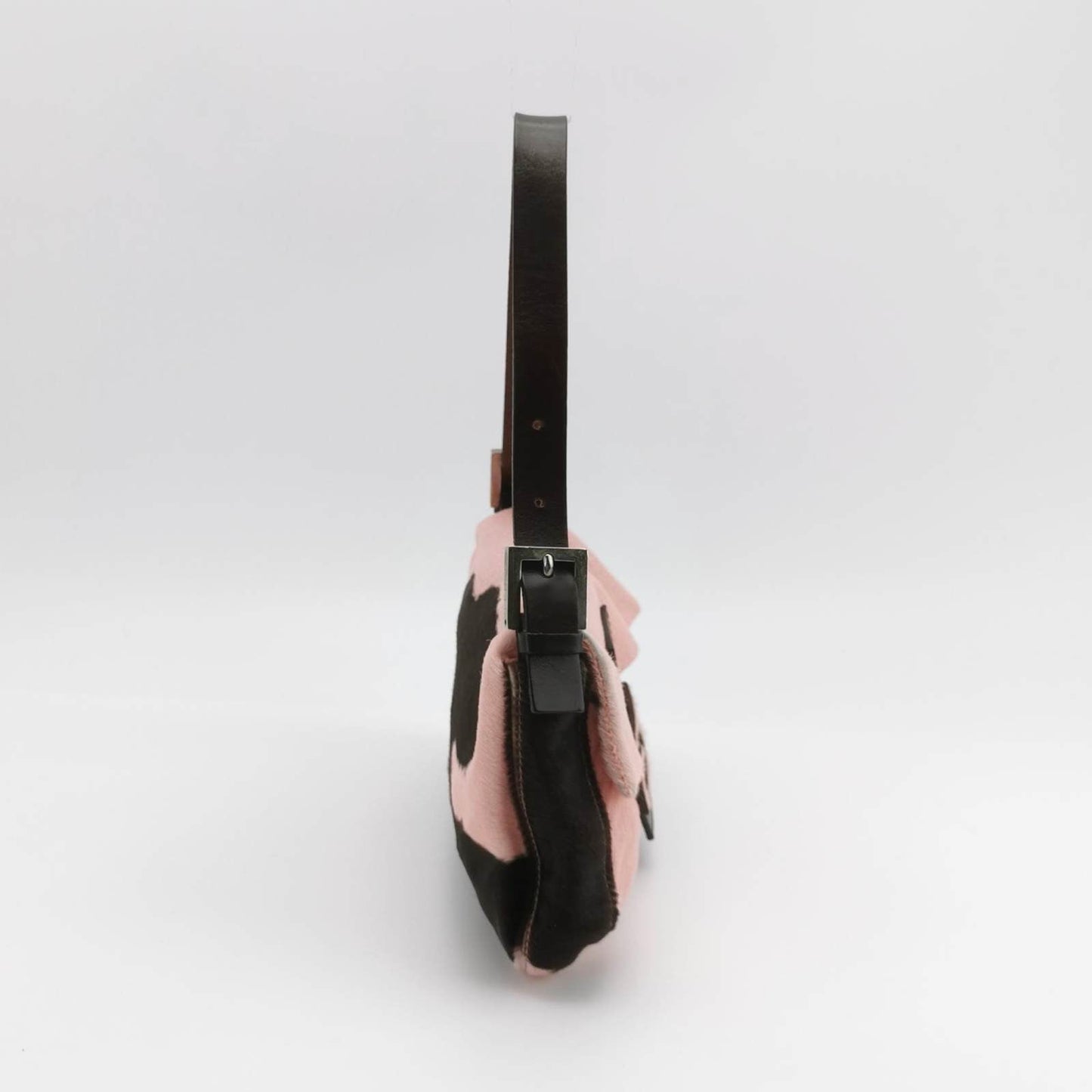 Fendi Baguette Pony Style Calfskin Leather Shoulder Bag in Pink Cow Print