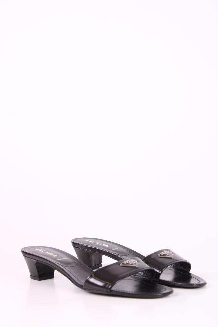 Prada Kitten Heel Mules Black 38
