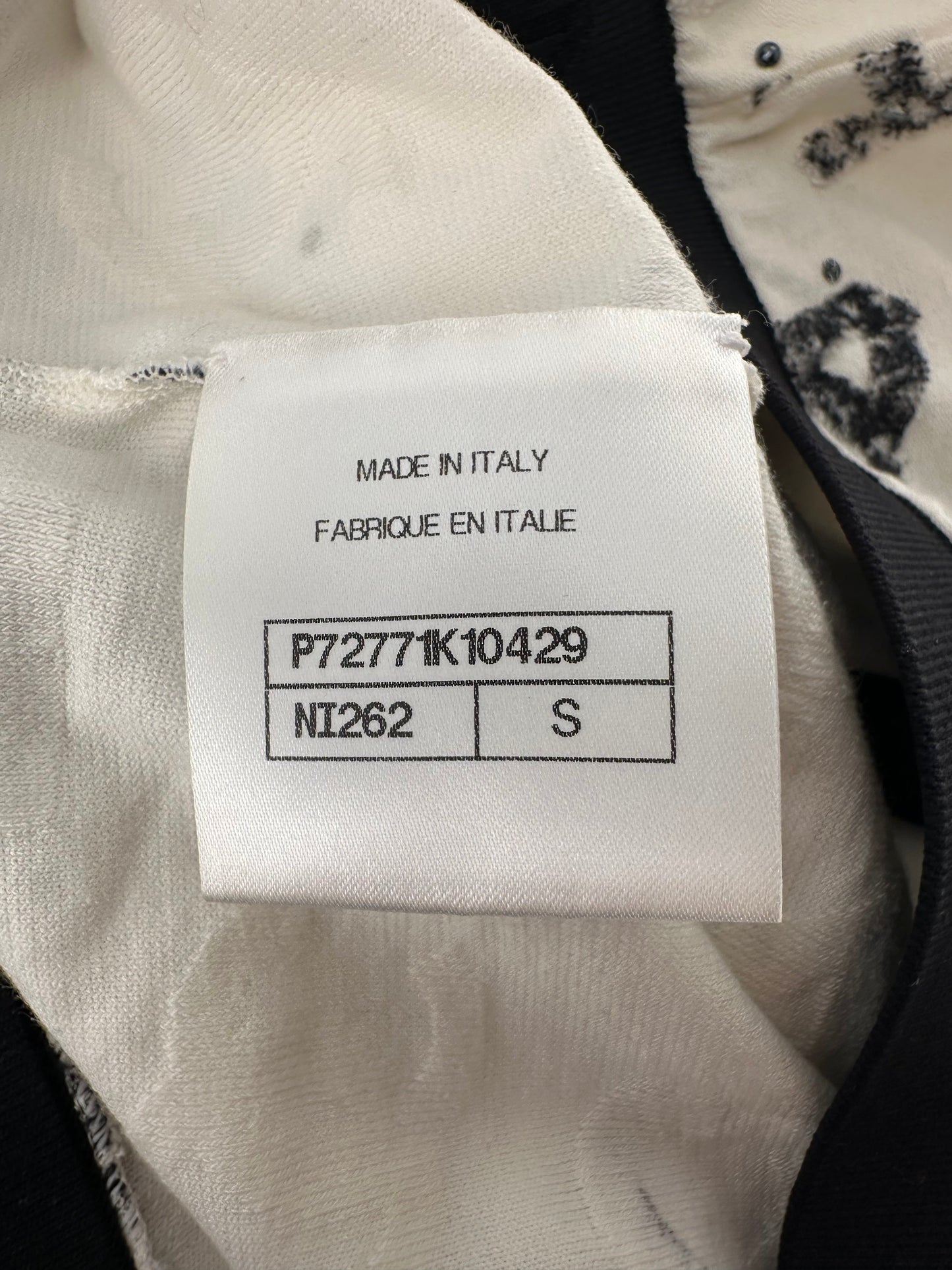 Chanel 22S White & Black Logo & Camellia Print Crop Top & Shorts Set with Black Trim & Metallic Applique Details Size S (UK 8)