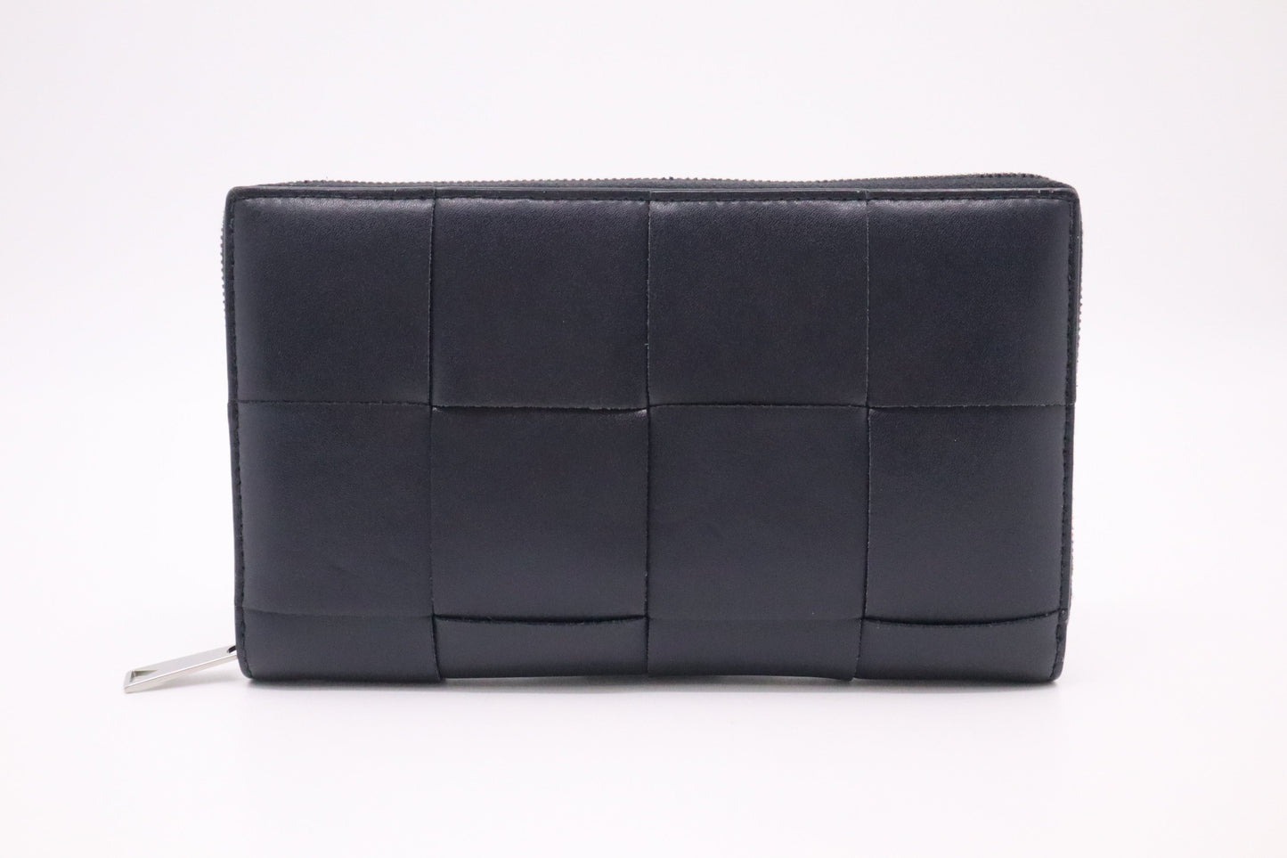 Bottega Veneta Cassette Zippy Wallet in Navy Blue Intrecciato Leather