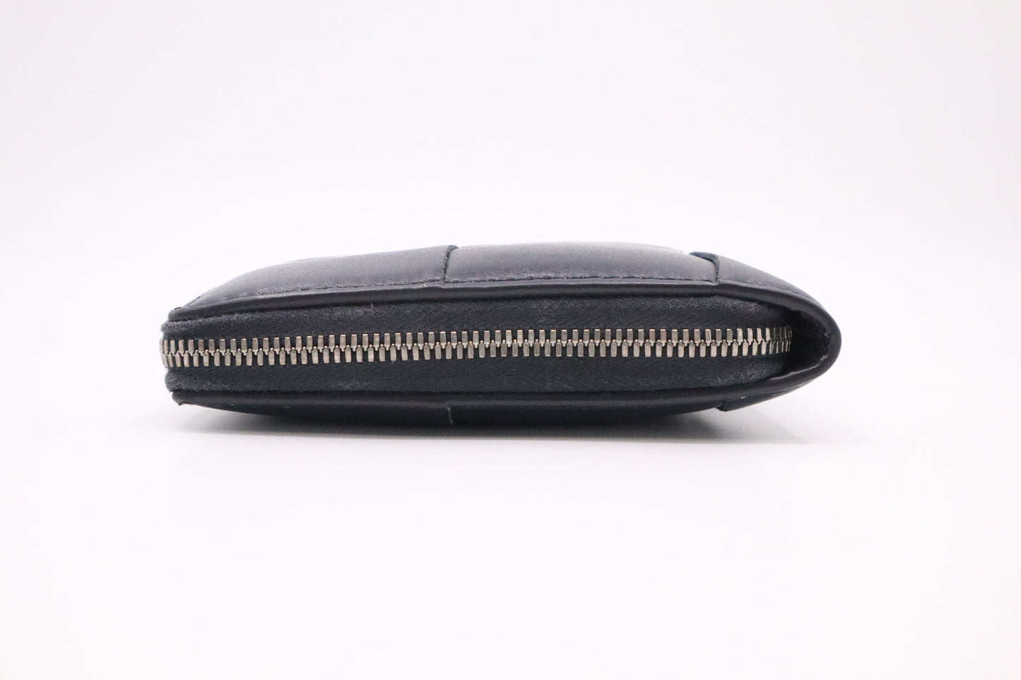 Bottega Veneta Cassette Zippy Wallet in Navy Blue Intrecciato Leather