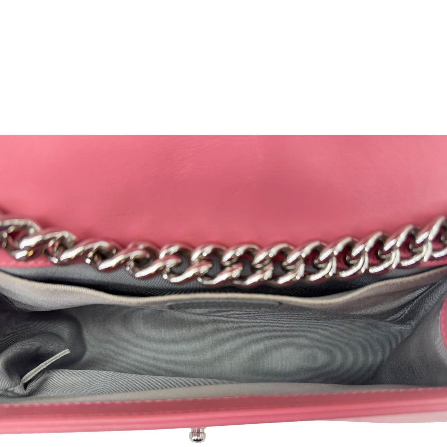 CHANEL Boy Flap Old Medium Chevron Leather Crossbody Bag Pink