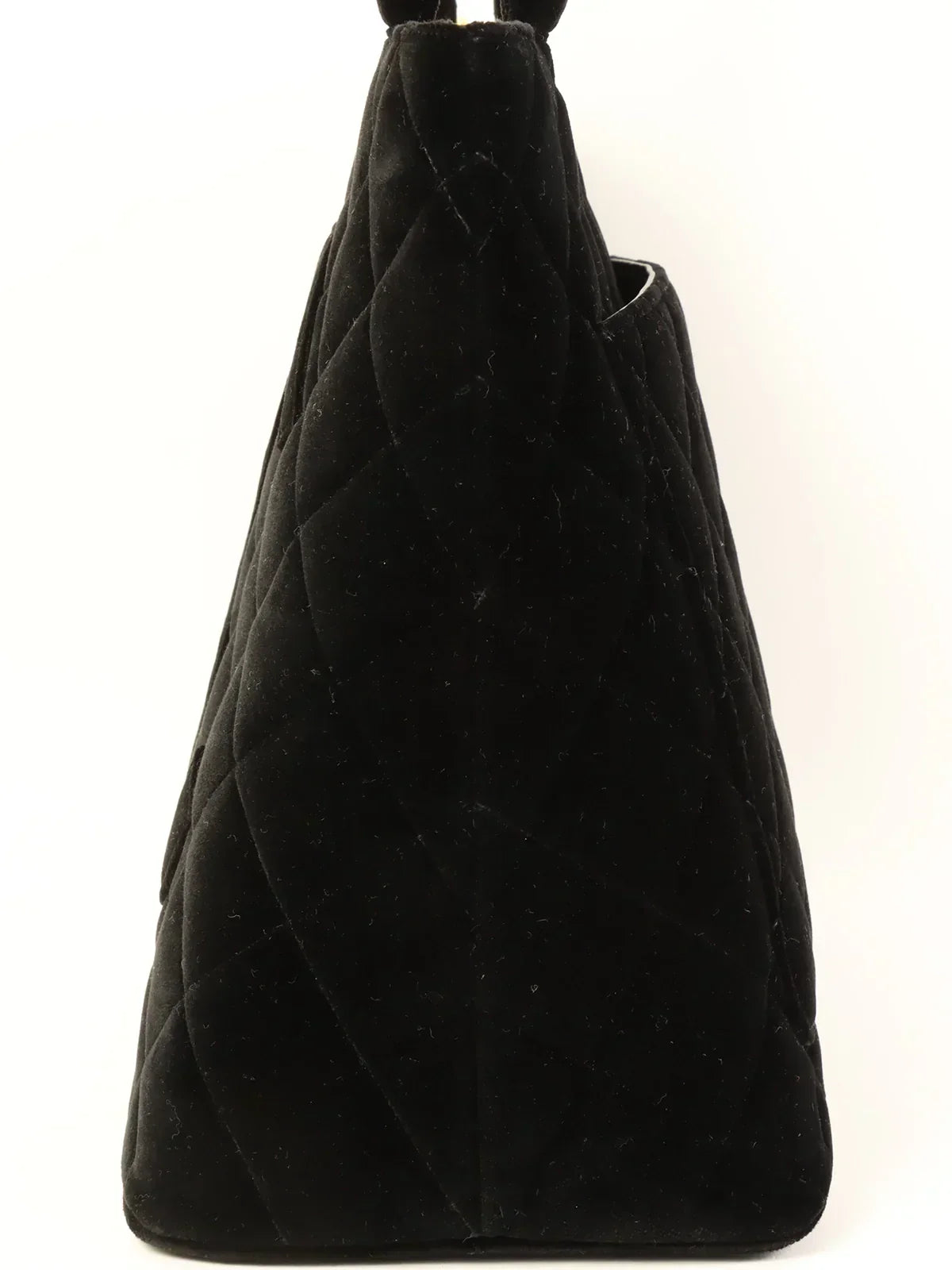 CHANEL Around 1998 Made Velvet Cc Mark Stitch Revival Tote Bag Black