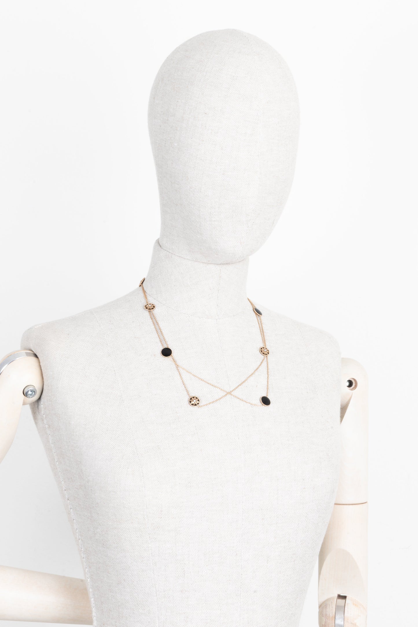 CHRISTIAN DIOR Rose Des Vents Necklace Onyx 18k Rose Gold