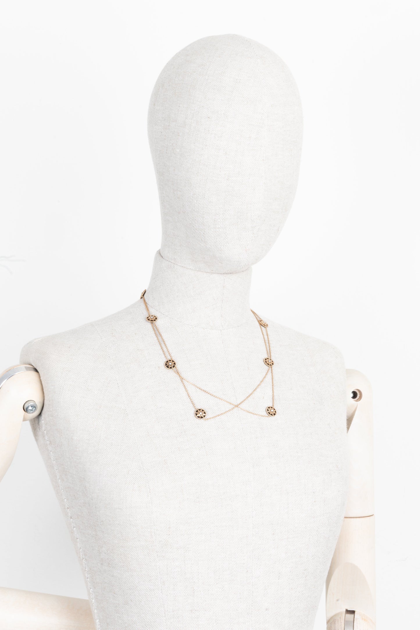 CHRISTIAN DIOR Rose Des Vents Necklace Onyx 18k Rose Gold