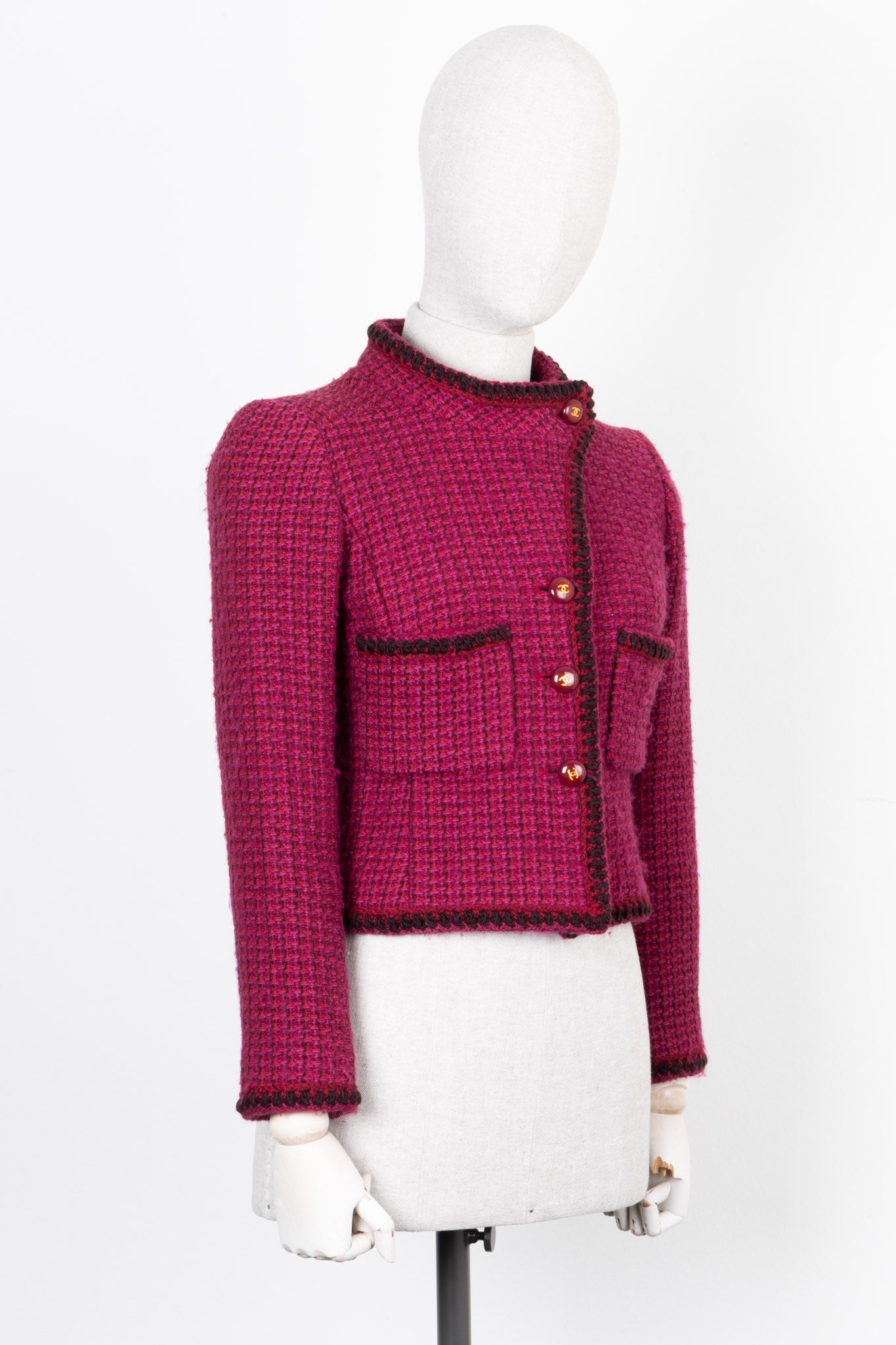 CHANEL Tweed Asymmetric Jacket Purple