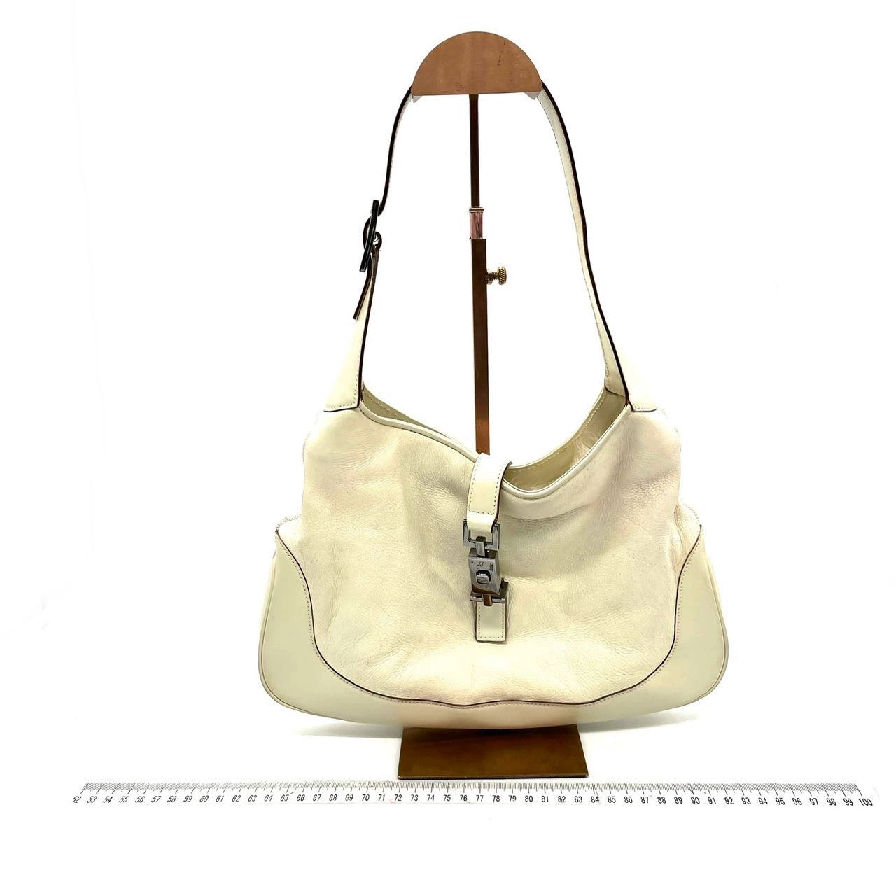 Gucci Jackie   Soft White Leather Bag Medium with Fur lining