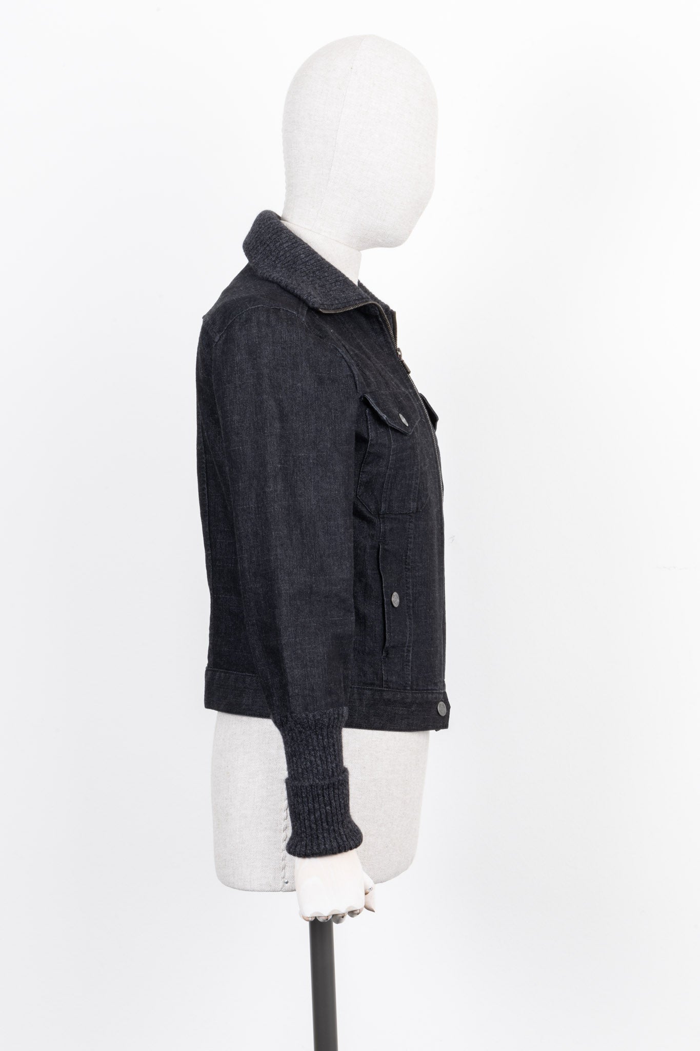 CHANEL Zip Denim Jacket Grey