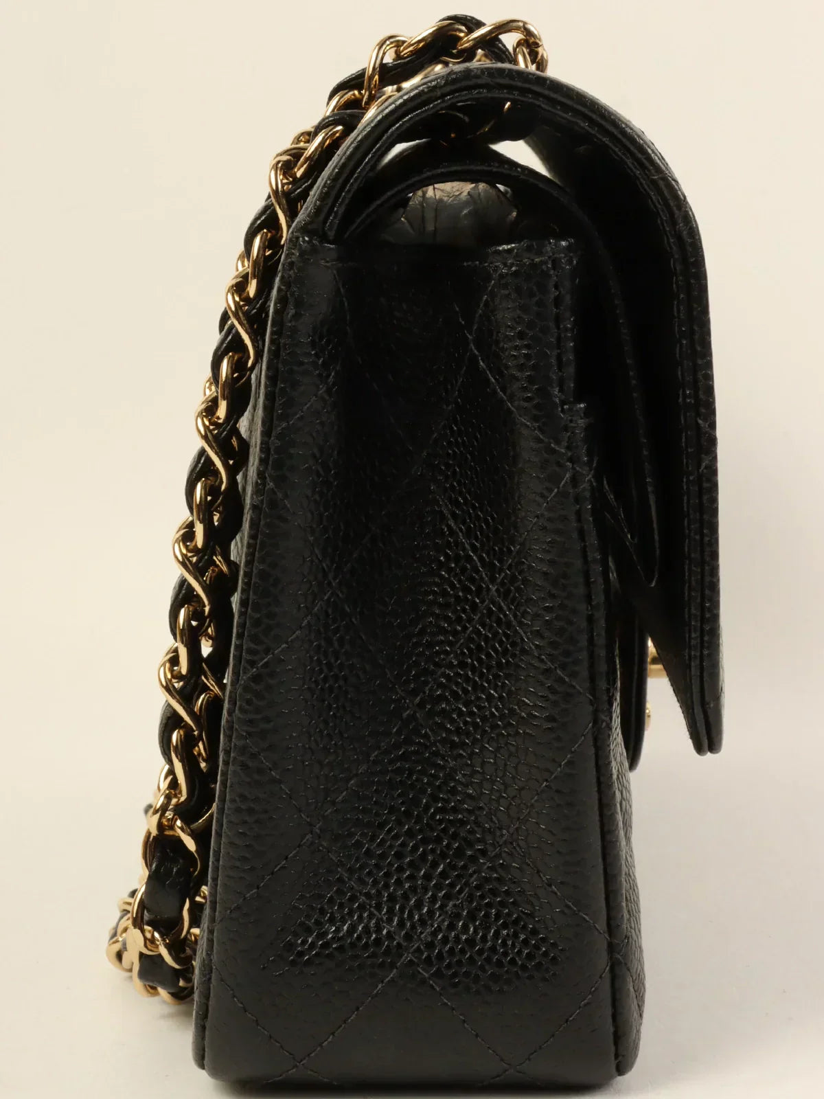 CHANEL Around 2001 Made Caviar Skin Classic Flap Chain Bag 25Cm Black