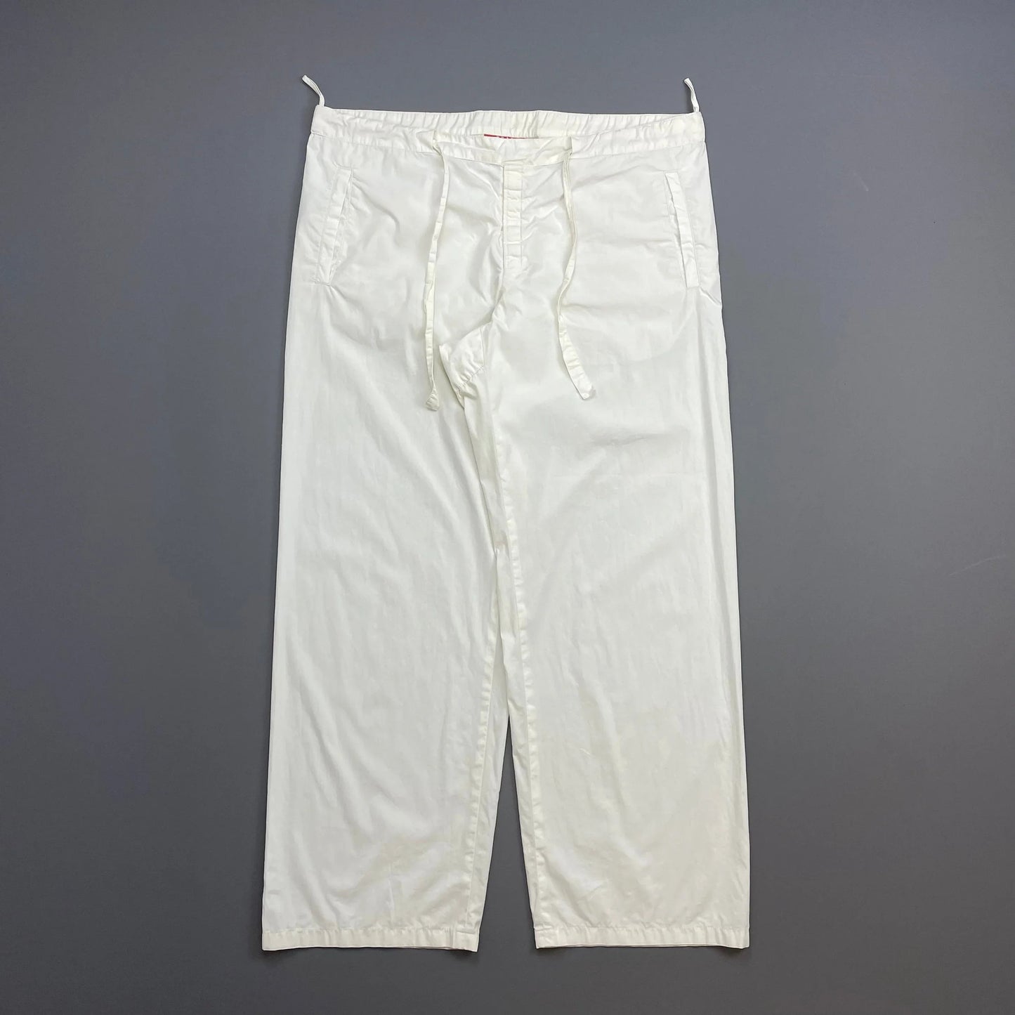 Prada Sport White SS99 Wide Leg Cotton Tro rs