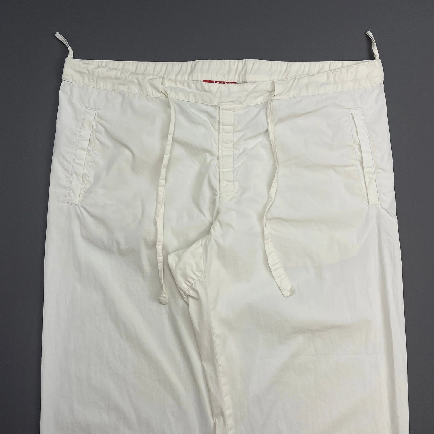Prada Sport White SS99 Wide Leg Cotton Tro rs