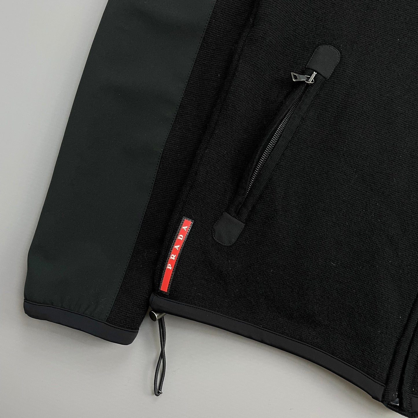 Prada Sport Black Wool & Nylon Technical Knit Jacket