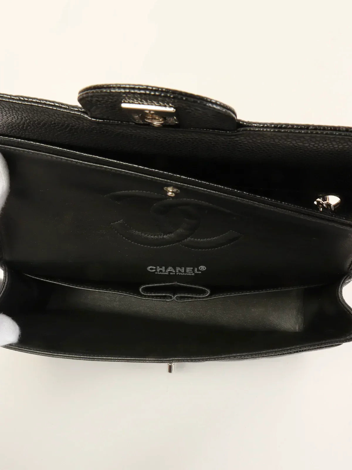 CHANEL Around 2000 Made Caviar Skin Classic Flap Chain Bag 25Cm Black