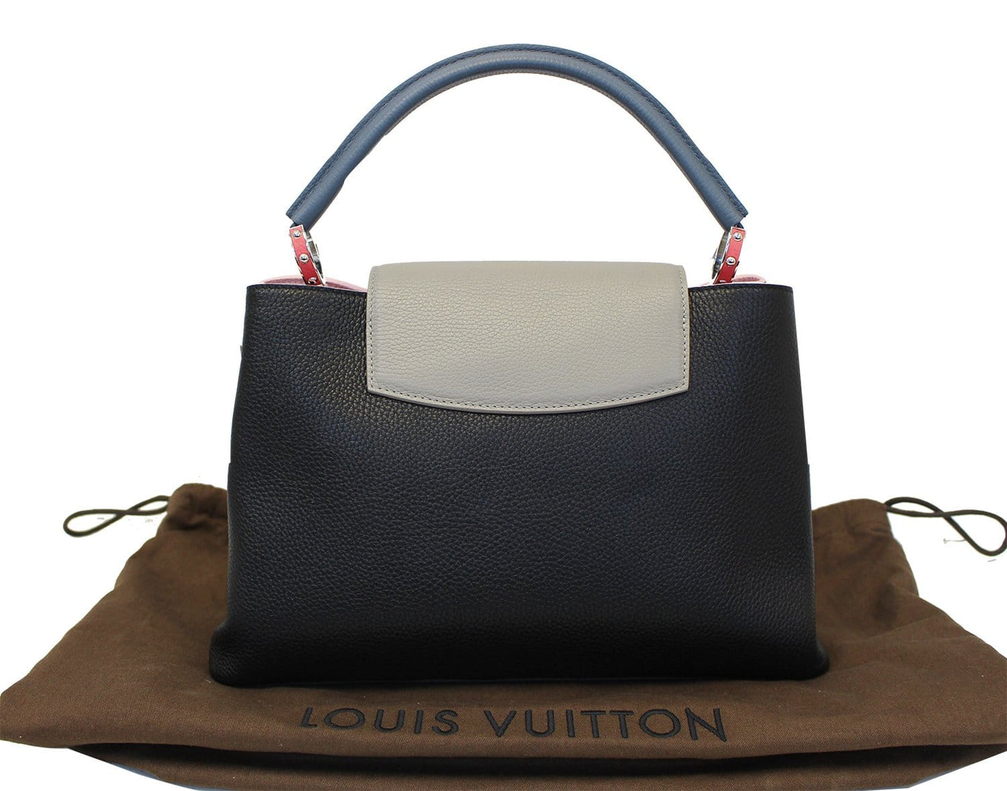 LOUIS VUITTON Black Taurillon Leather Capucines MM Bag