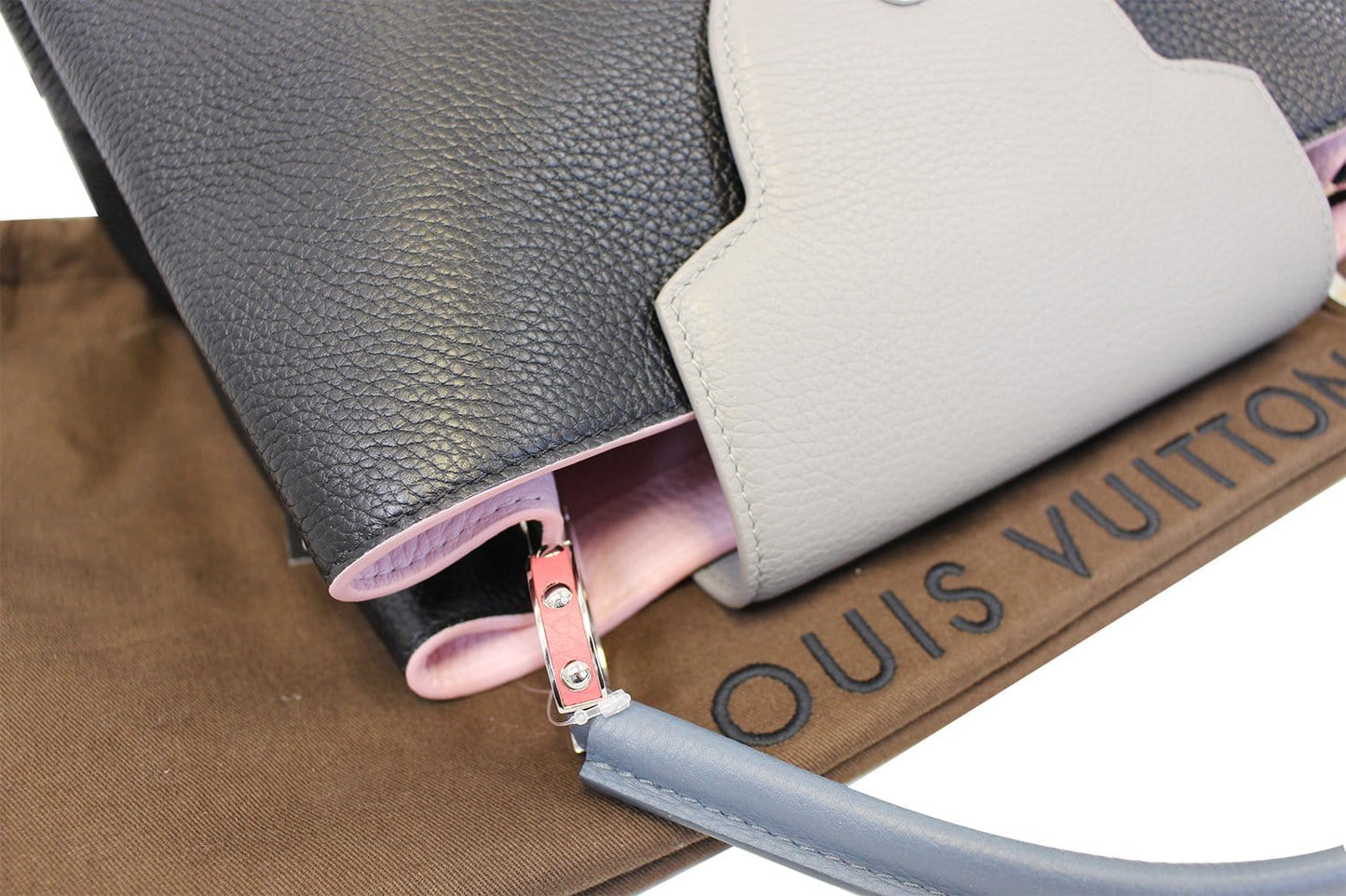 LOUIS VUITTON Black Taurillon Leather Capucines MM Bag