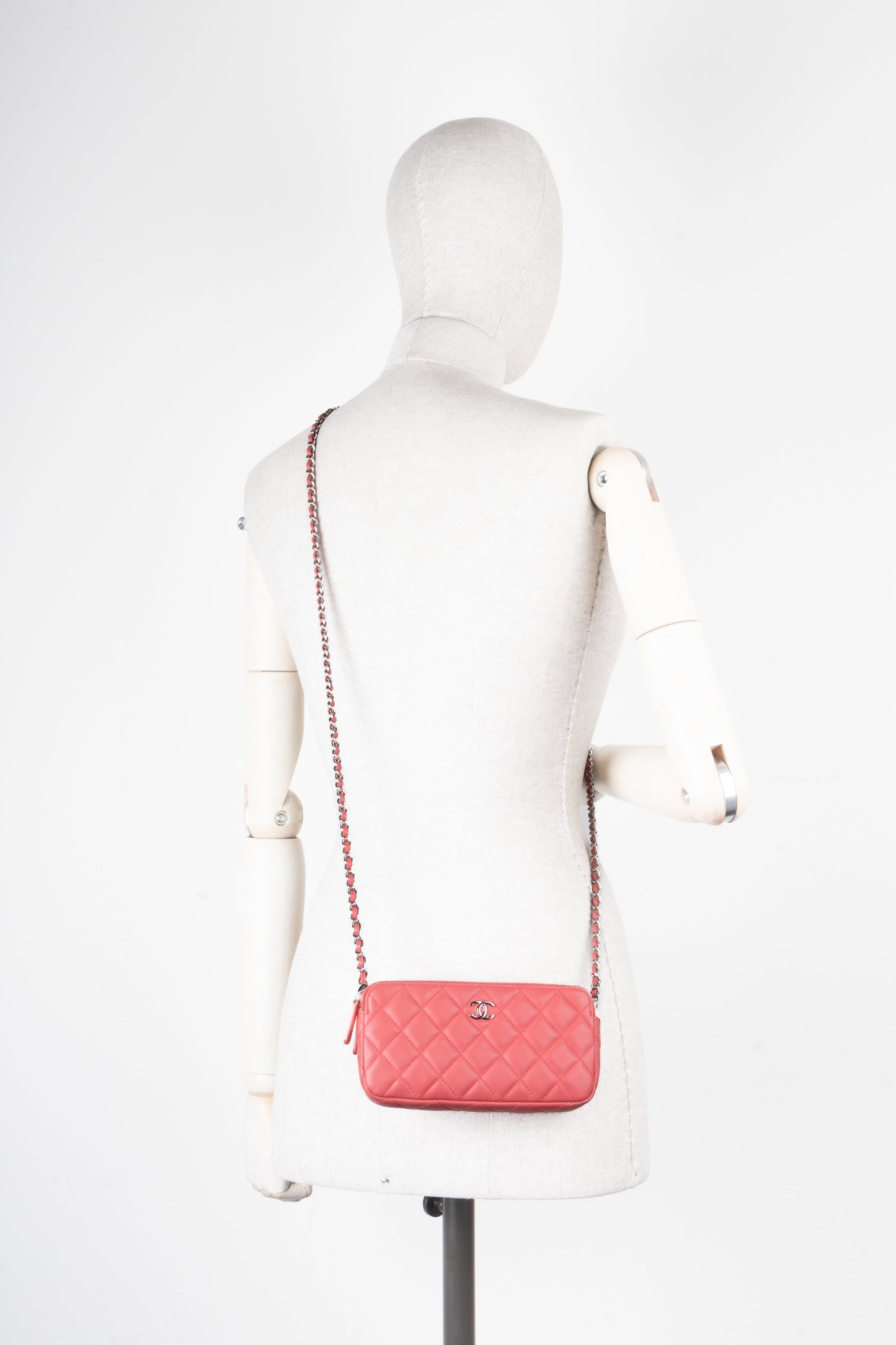 CHANEL WOC Double Zip Around Leather Pink