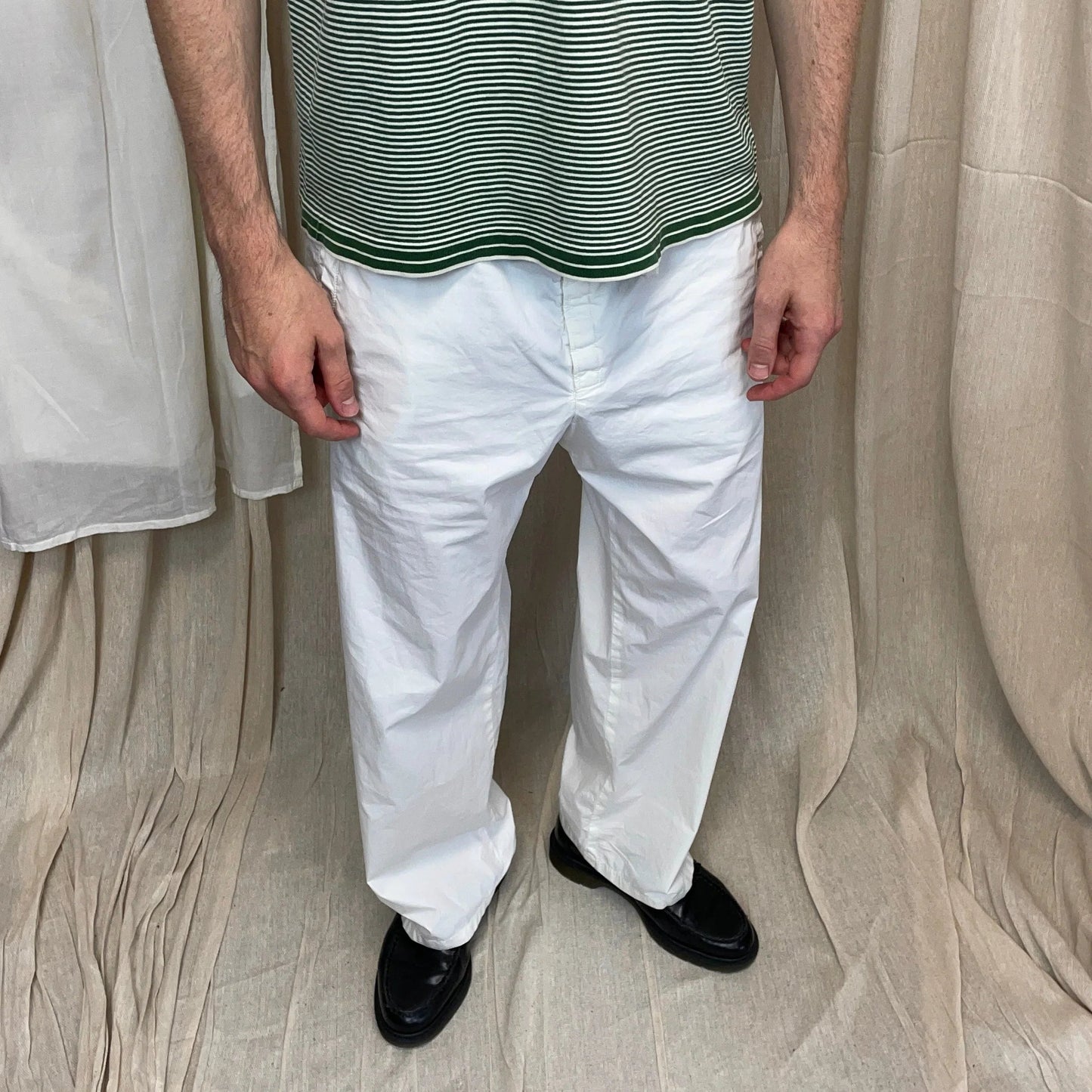 Prada Sport White SS99 Wide Leg Cotton Tro rs