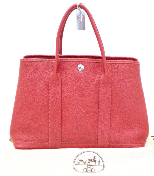 HERMES Negonda Leather Red Garden Party 30 Tote Bag