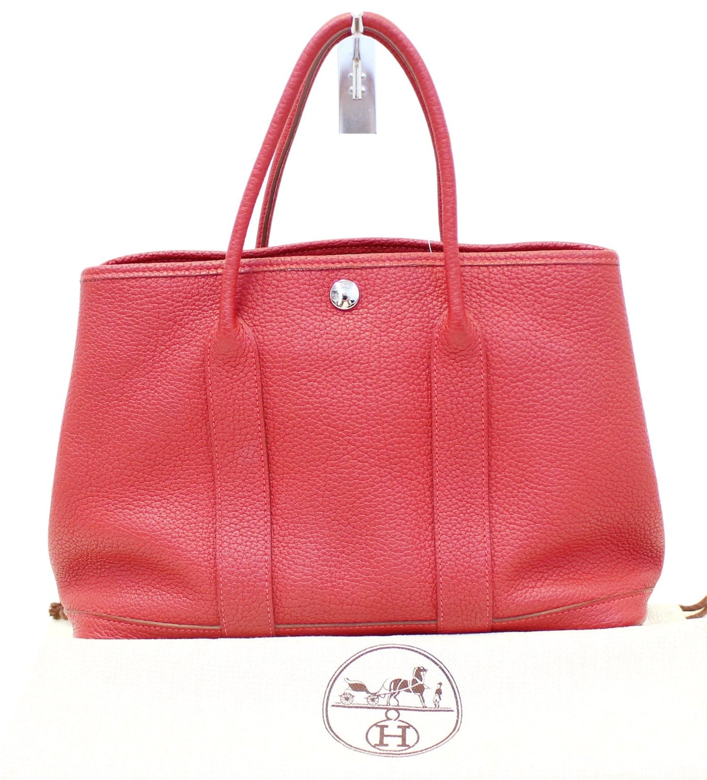 HERMES Negonda Leather Red Garden Party 30 Tote Bag