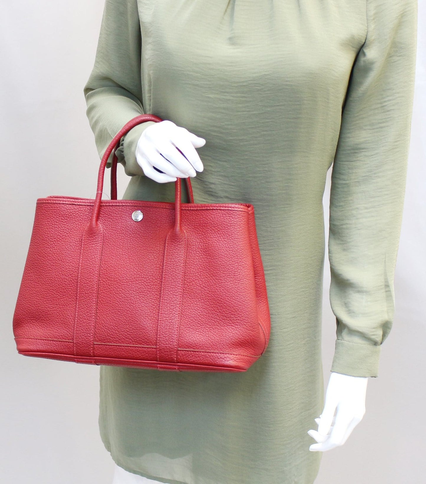 HERMES Negonda Leather Red Garden Party 30 Tote Bag